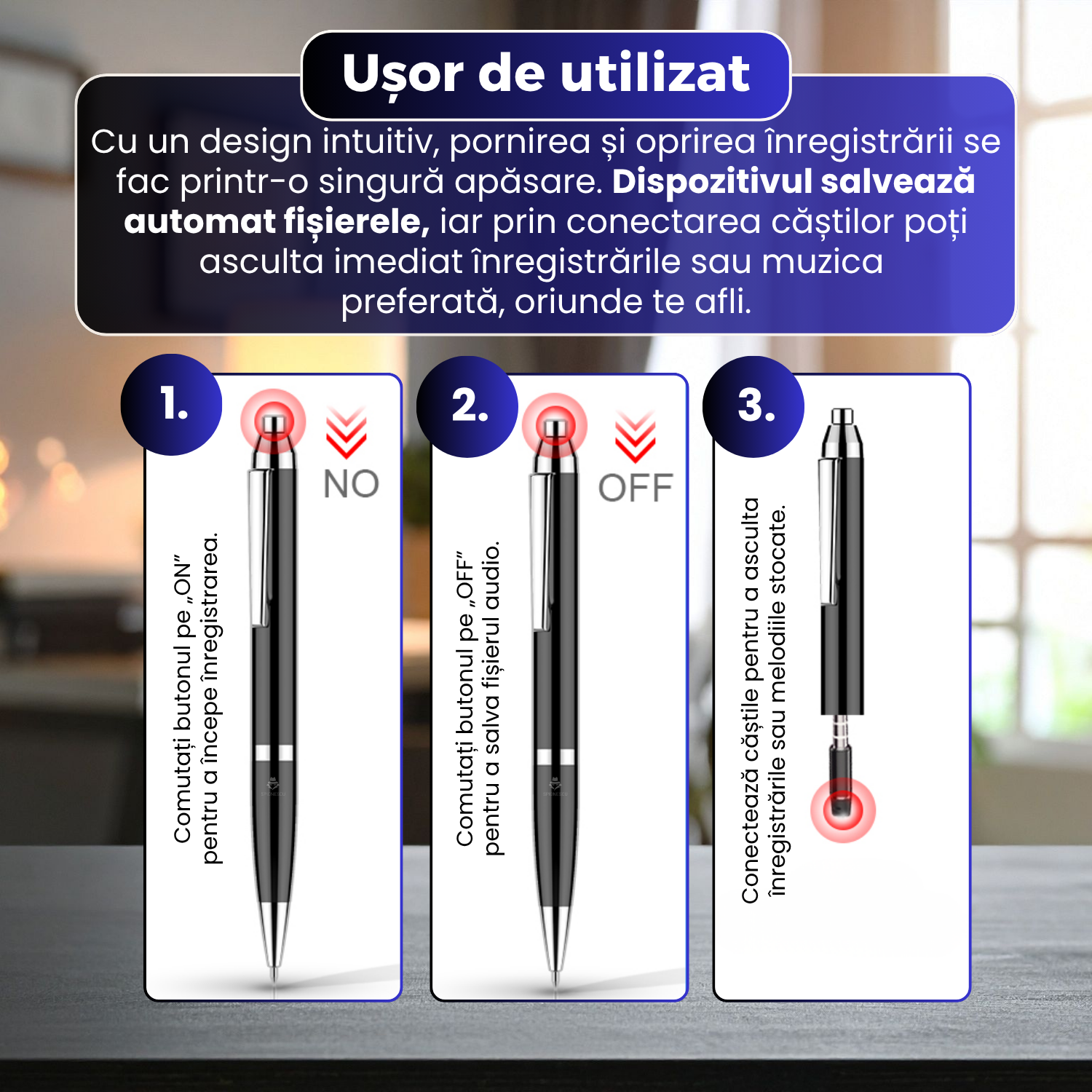 Pix cu microfon ascuns, autonomie mare, MP3 Player, negru - Q90