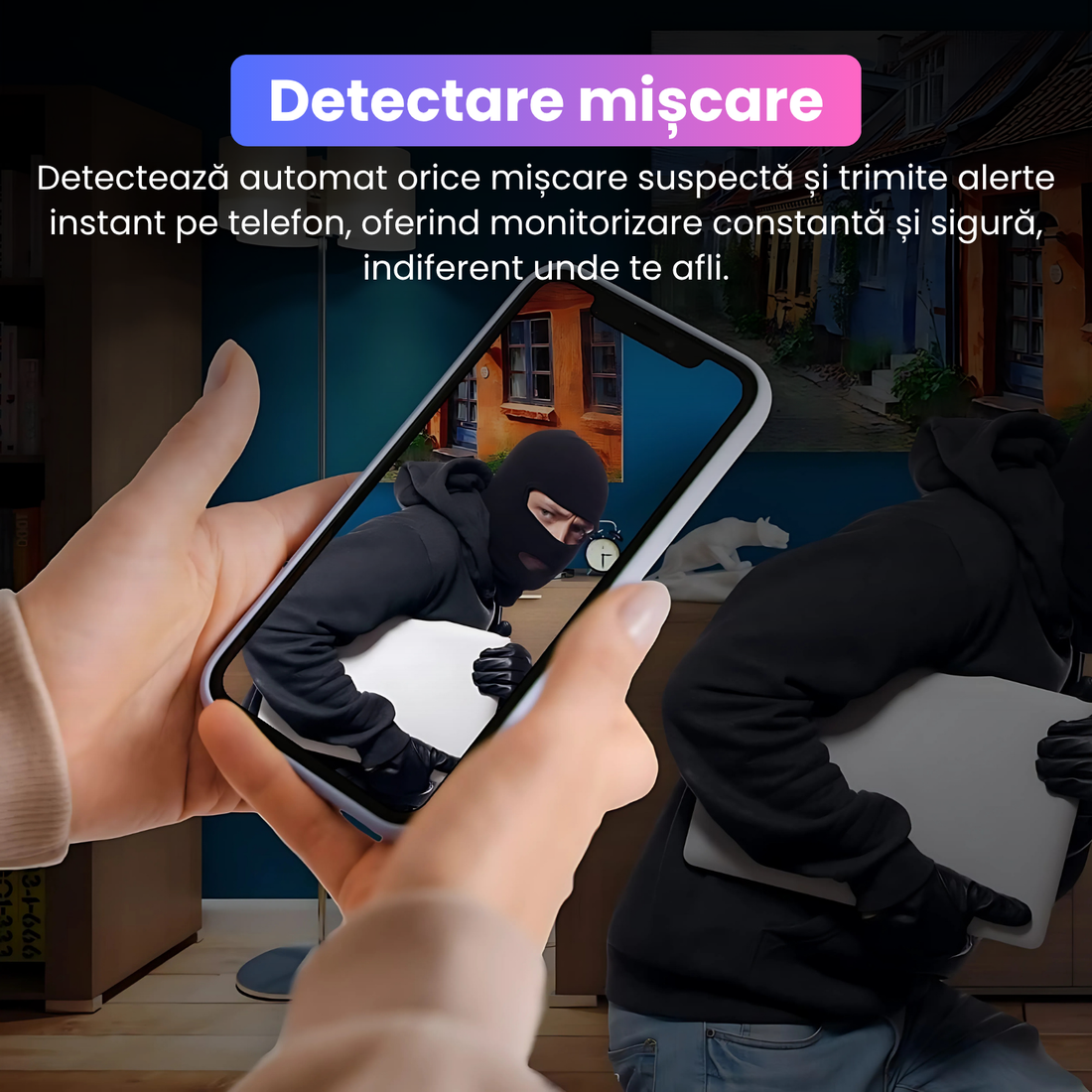 Ceas cu camera ascunsa audio-video, WiFi, HD, detectarea miscarii pe iOS, night vision