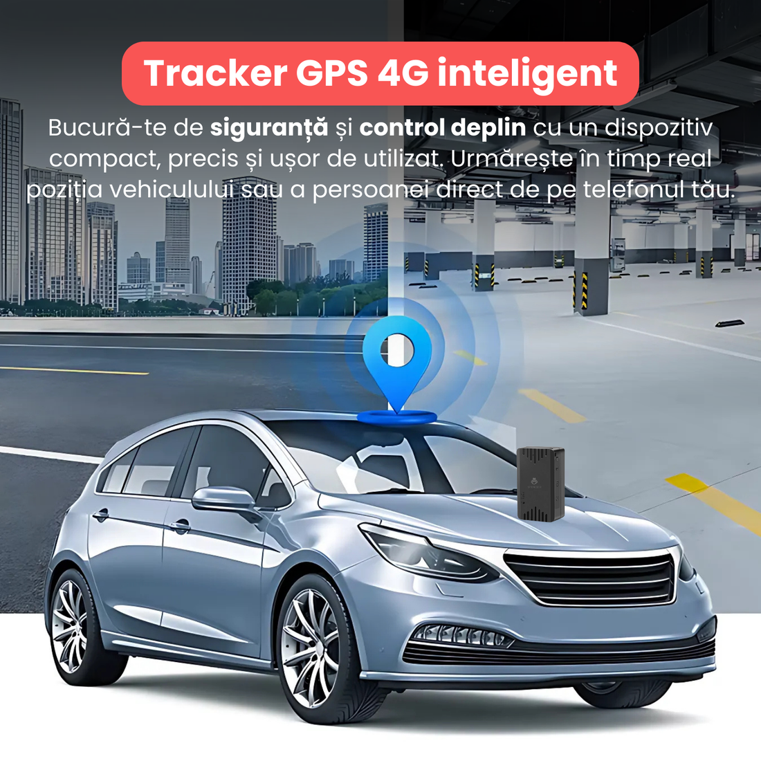 Tracker GPS 4G inteligent, localizare in timp real, alerta anti-pierdere, montaj auto, functie istoric traseu, baterie durabila de 5000 mAh, compatibil Android/iOS