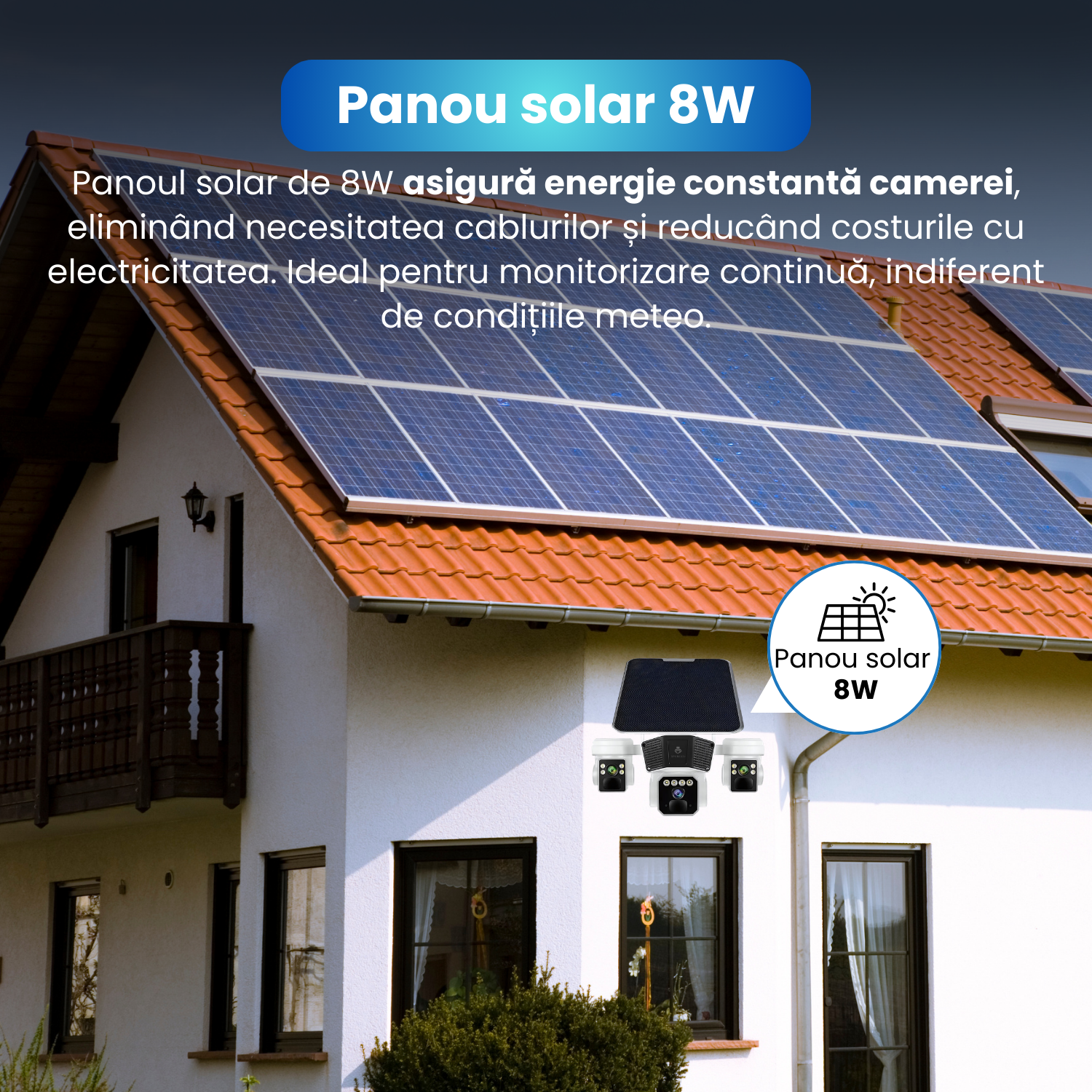 RESIGILAT - Camera de supraveghere, Q6, 12MP, panou solar integrat, conexiune 4G, slot SIM, viziune 