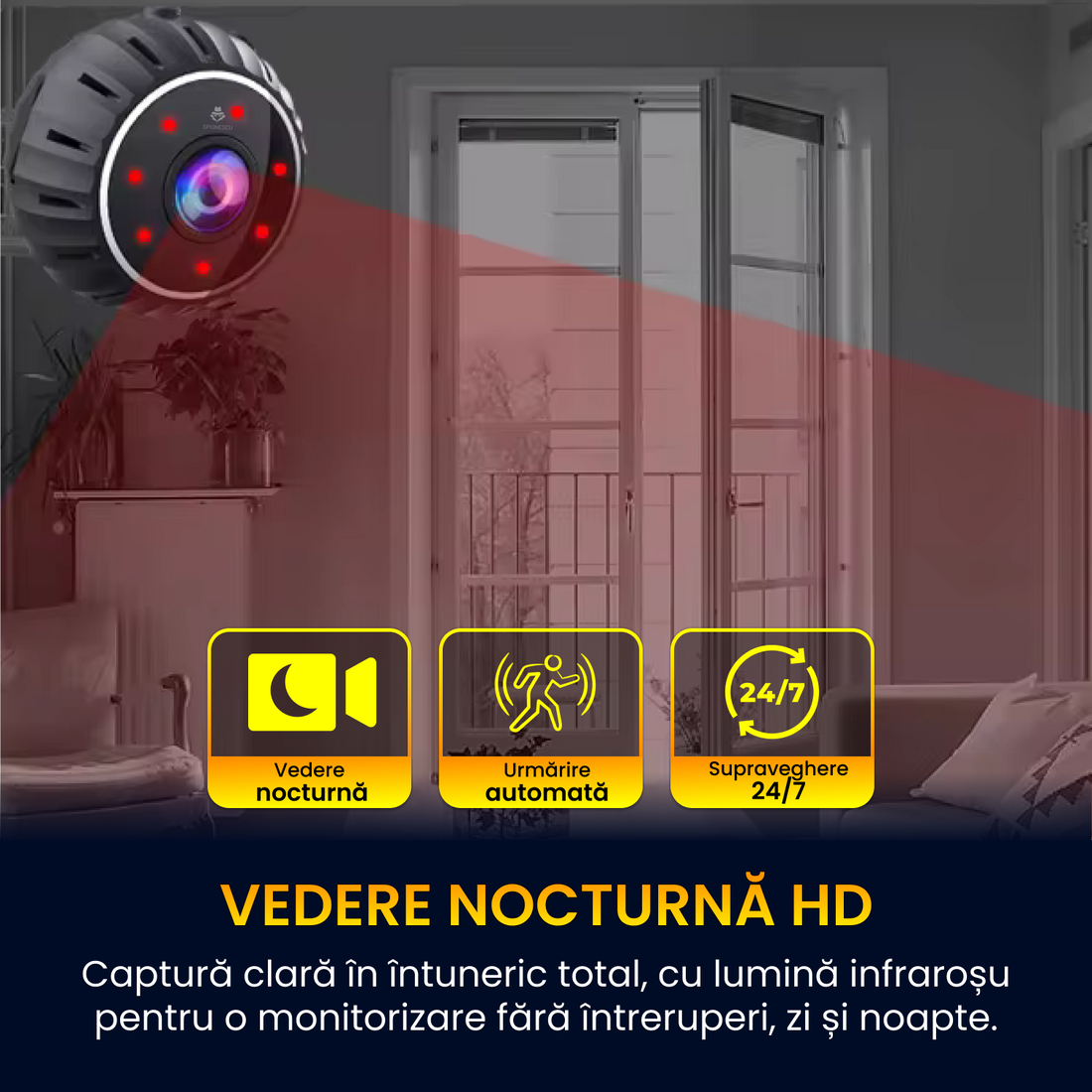 Mini camera spion, X10, WIFI, 1080p, transmitere live, microfon incorporat, senzor de miscare, mod vedere nocturna, prindere magnetica, autonomie 60min, negru