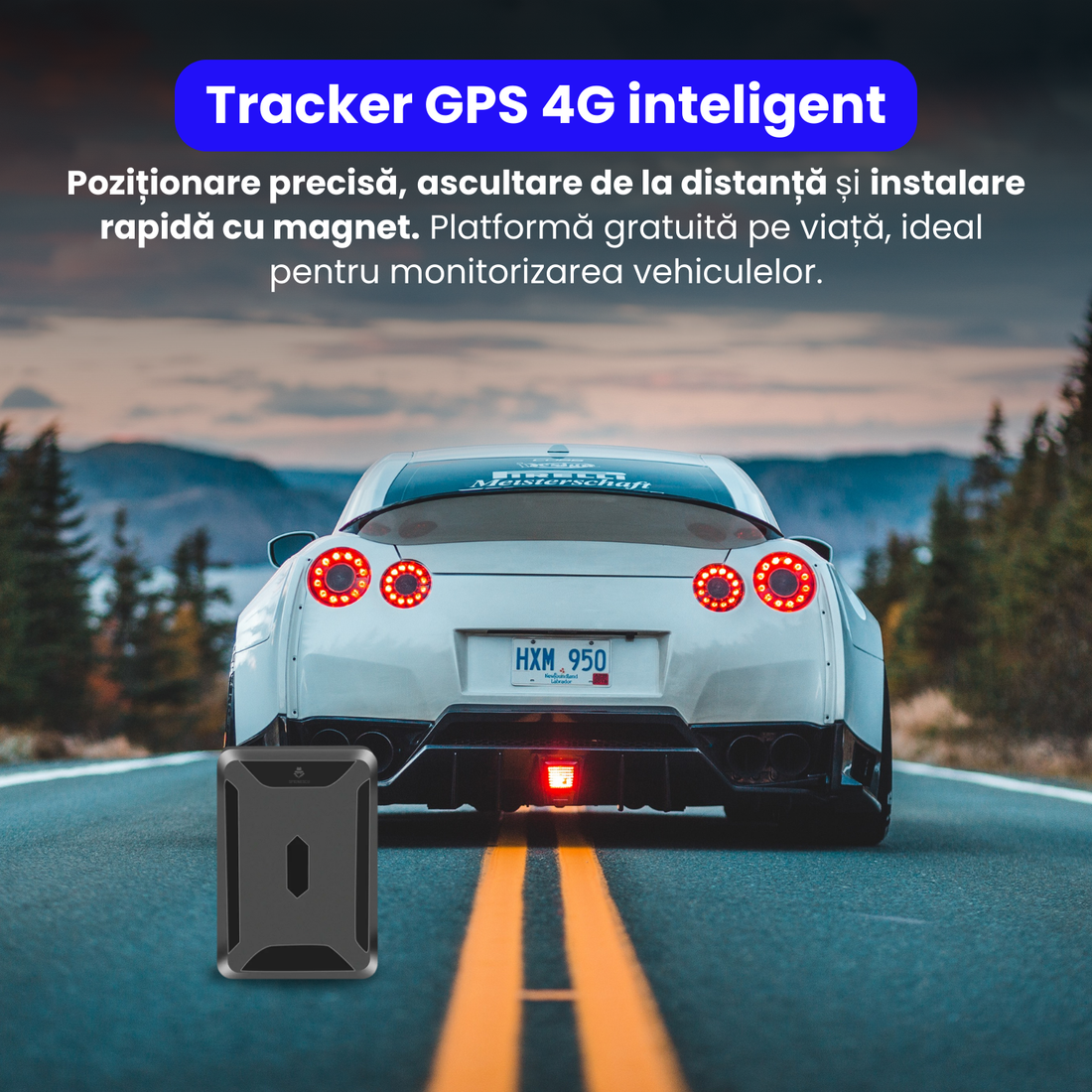 Tracker GPS 4G cu magnet puternic, baterie 10.000 mAh, localizare in timp teal prin aplicatie, monitorizare audio, redare traseu 180 zile, rezistenta la apa IP65, compatibil Android/iOS