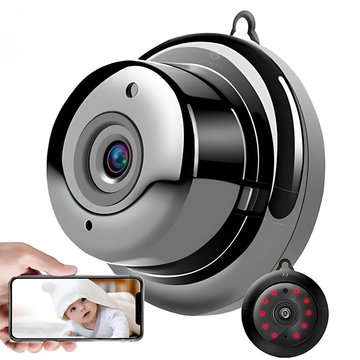 Mini camera de supraveghere WiFi 1080P, viziune nocturna, detectie miscare, audio bidirectional, hotspot AP, control prin aplicatie, negru