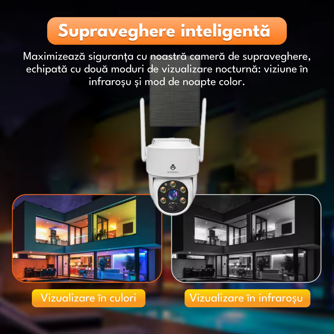 Kit complet de supraveghere video cu 4 camere si incarcare solara, ASIH20, WIFI, 4MP, HDD 1 TB, NVR 4 canale, audio bidirectional, senzor miscare, viziune nocturna, control PTZ, alb