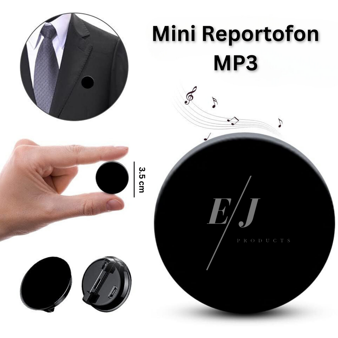 Mini reportofon cu microfon ascuns, activare vocala, 16GB - Q3