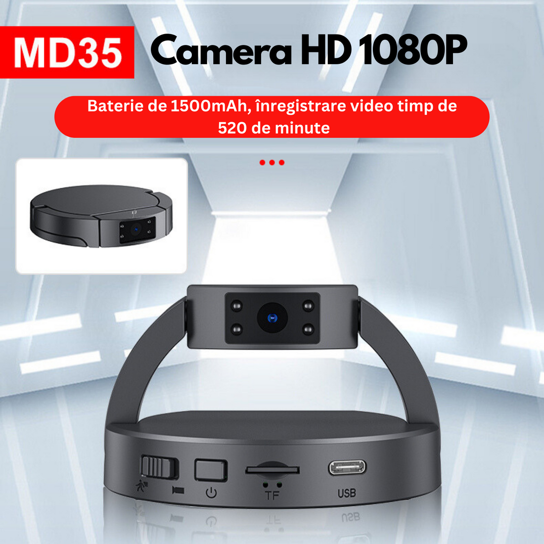 Camera video de supraveghere bebelusi/copii WiFi, HD, night vision, unghi 120°, senzor de miscare - MD35