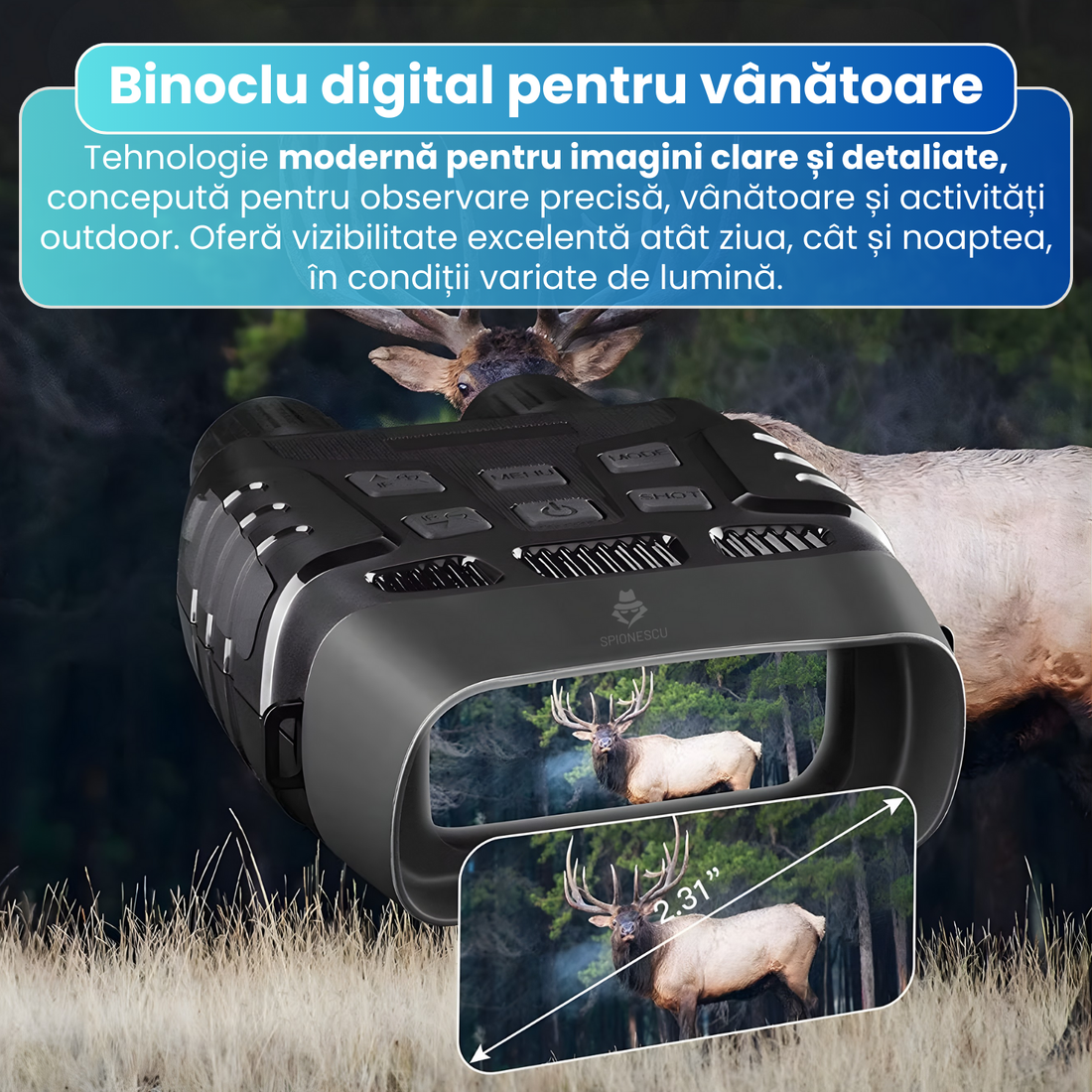 Binoclu digital pentru vanatoare, night vision 300m, inregistrare video, zoom reglabil