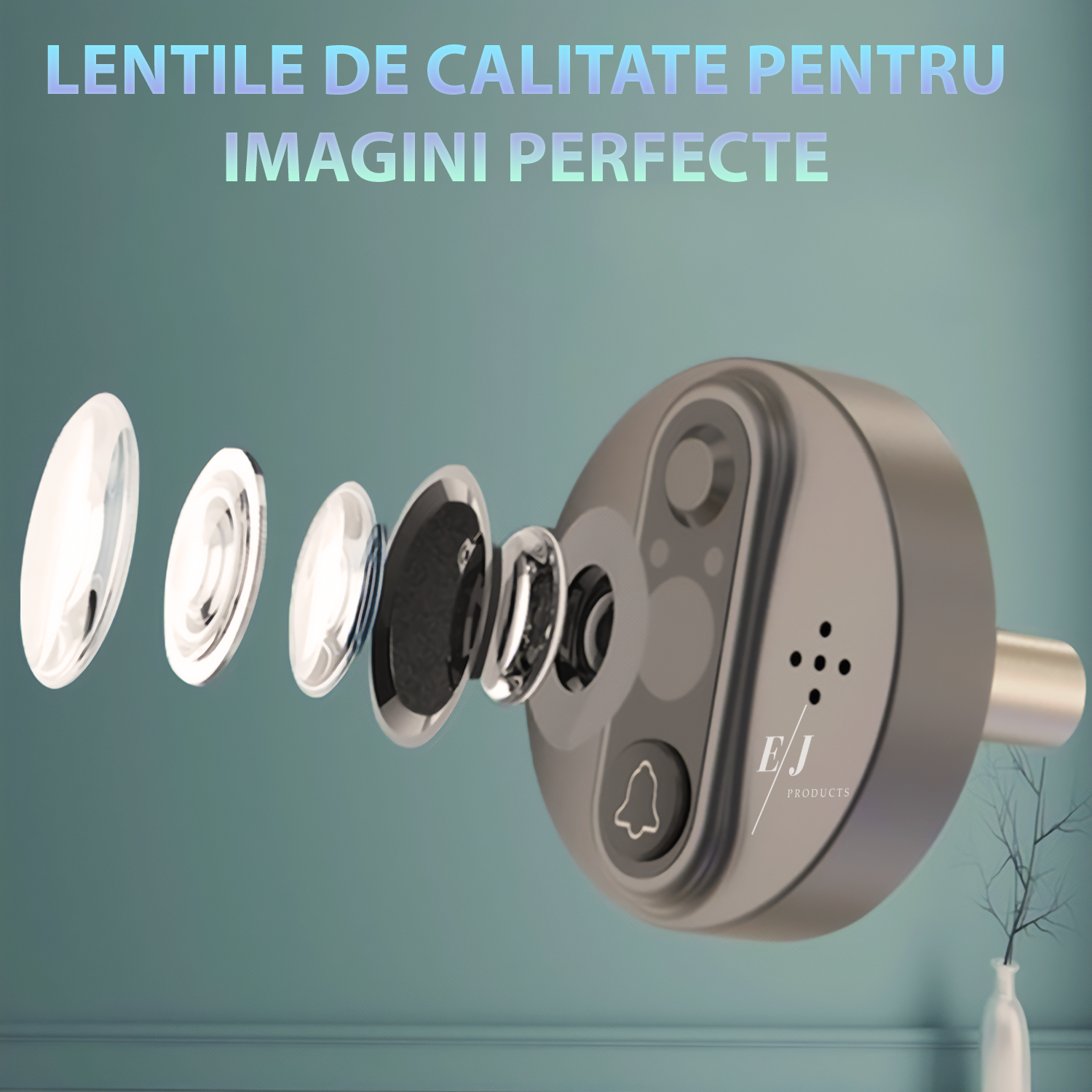 Sonerie video, WiFi, ecran LCD 4,3" , 1080P, baterie 5000mAh, unghi de vizualizare 120º, night vision, notificari in timp real, senzor miscare, comunicare bidirectionala