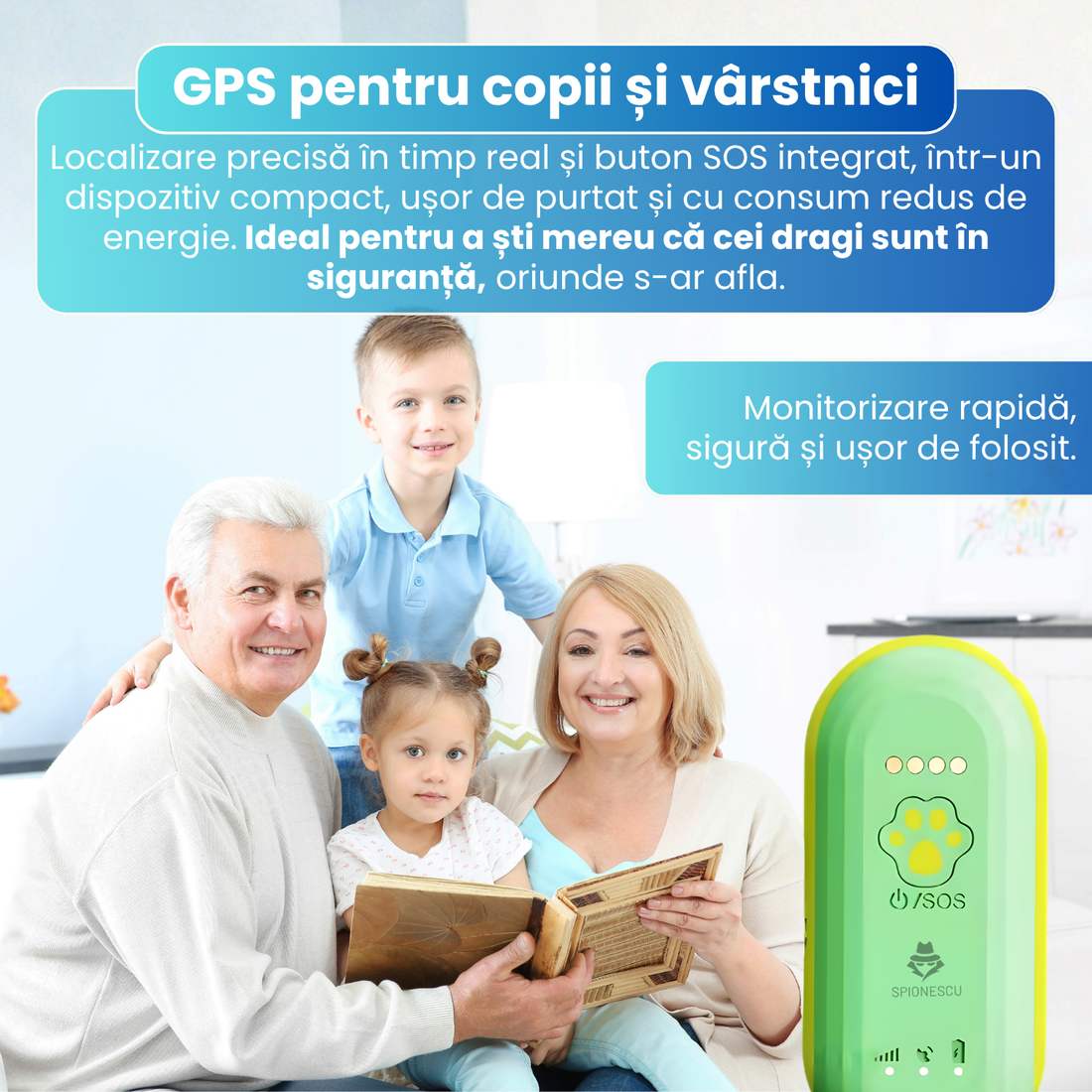 Tracker GPS 4G pentru copii si varstnici, X2, localizare în timp real, buton SOS, apel bidirectional, geofence, baterie 700 mAh, incarcare magnetica, ultra-compact