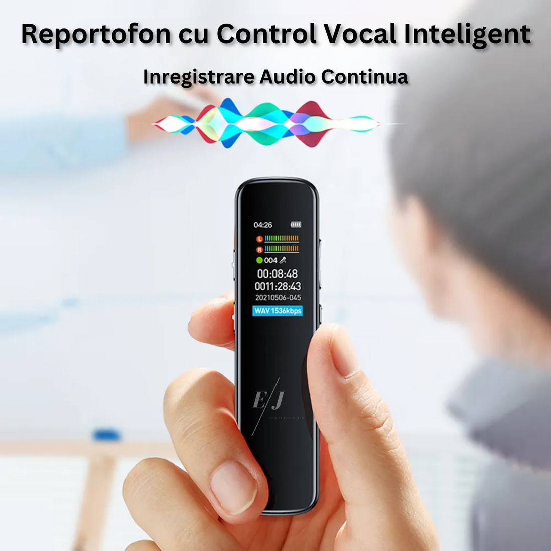 Reportofon profesional cu activare vocala, M12, 16GB, reducere de zgomot inteligenta, MP3