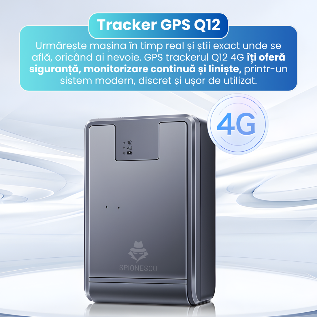 GPS tracker auto, Q12, 4G LTE, baterie 20000mah, stand-by 30 de zile, antifurt, fixare magnetica, precizie 10m, localizare in timp real