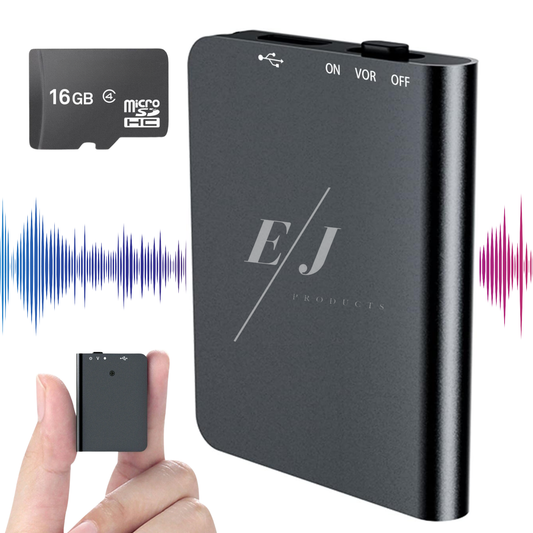Mini reportofon spion 16 GB, raza actiune 60m, stocare 384 ore, activare vocala, functie MP3, reducere zgomot de fundal, autonomie 24h, design compact si portabil
