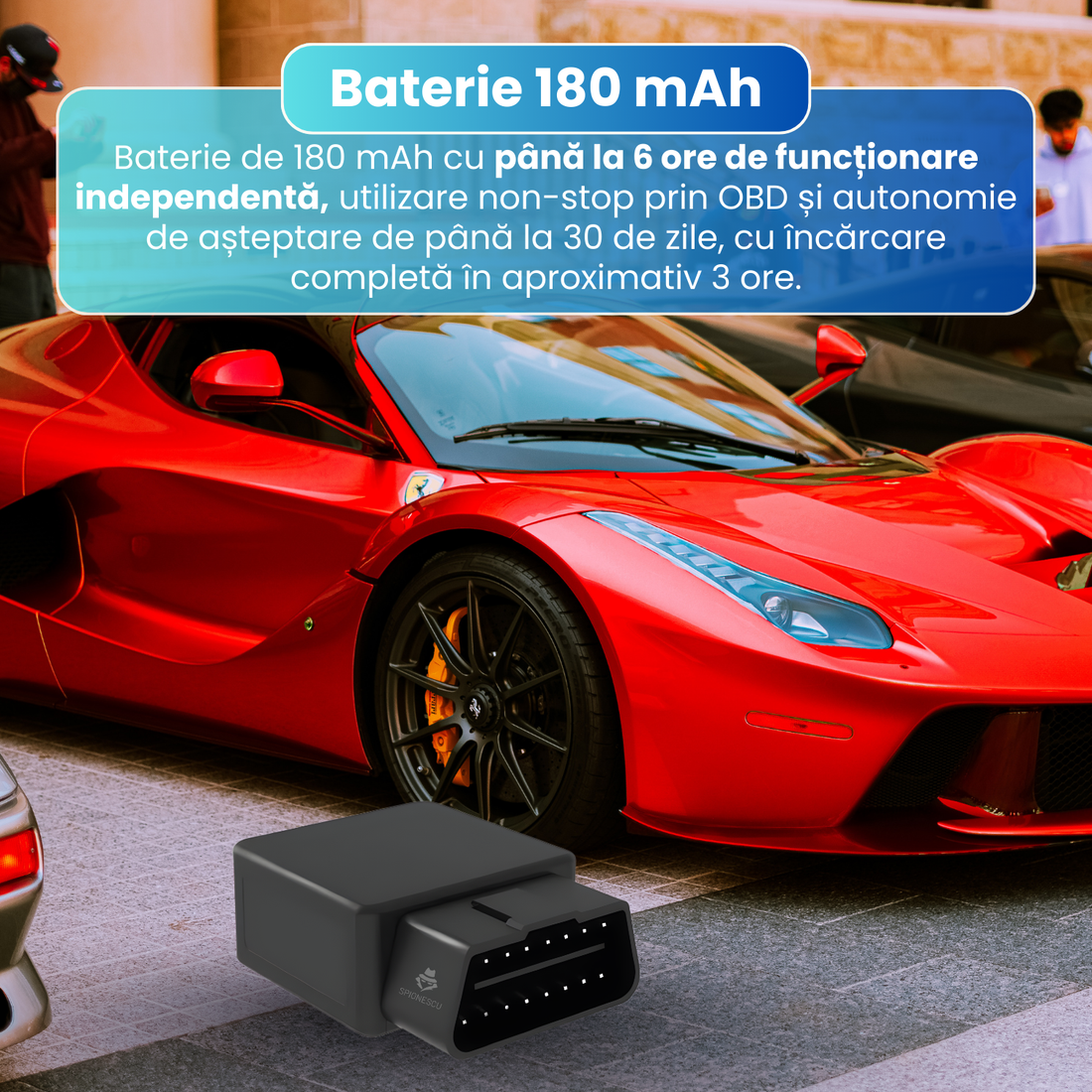 Mini GPS 4G cu interfata OBD, D9,  control de la distanta, localizare in timp real, istoric traseu 180 zile, alerte anti-furt, autonomie standby 30 zile, compatibil OBD-II, negru