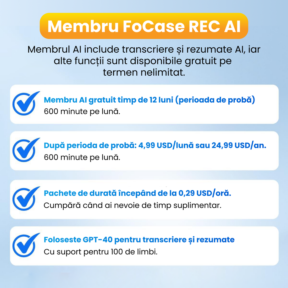Reportofon inteligent AI 64 GB, ChatGPT transcriere automata si rezumate, suporta 100 de limbi, capacitate de inregistrare 1000 ore, autonomie 8 ore, control prin aplicatie, magnetic, alb