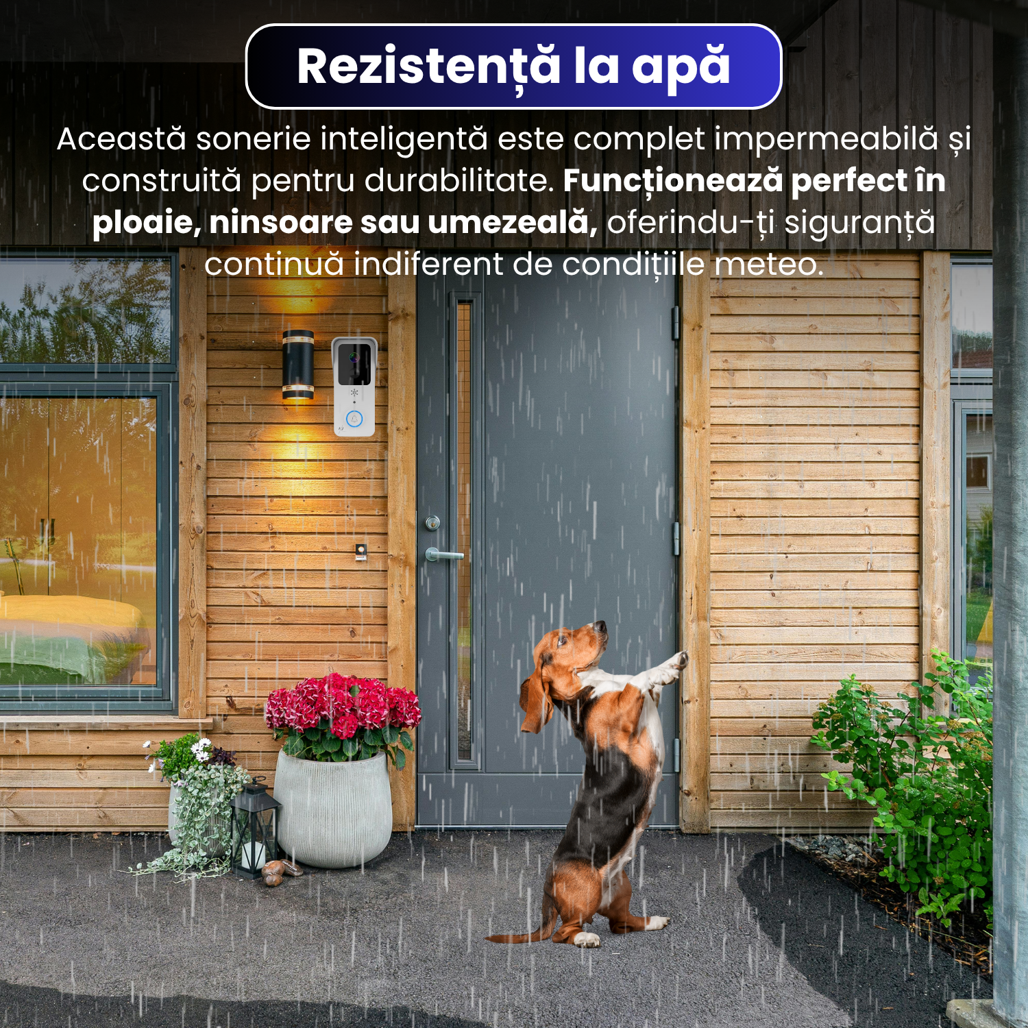 Sonerie inteligenta cu camera HD, vedere nocturna IR, audio bidirectional, detectare miscare, contro
