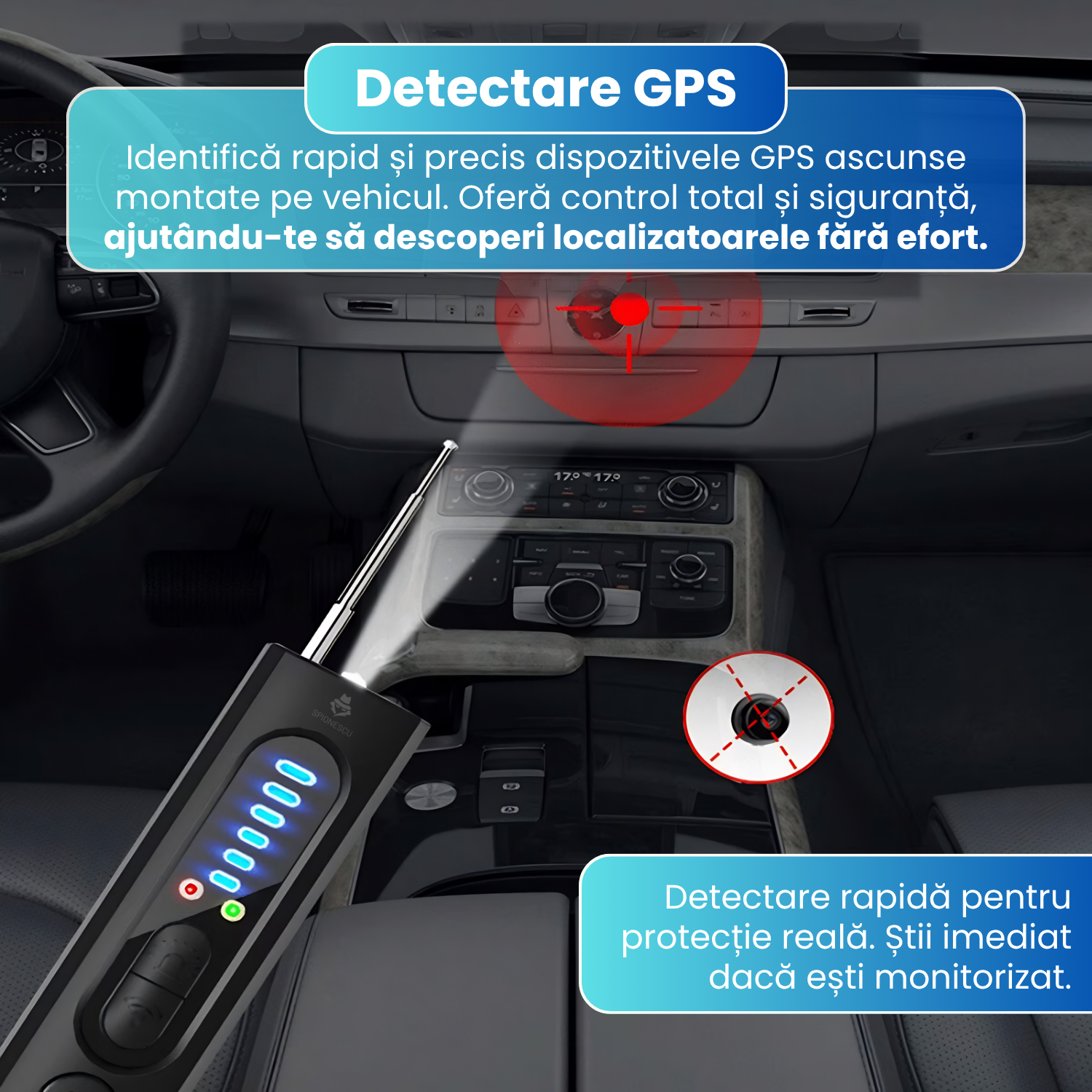 Detector camere ascunse si microfoane X13, detectare GPS, RF 1MHz-6.5GHz, 4 in 1, anti-spionaj, lanterna LED, 400 mAh, sensibilitate ajustabila, baterie reincarcabila, portabil, negru