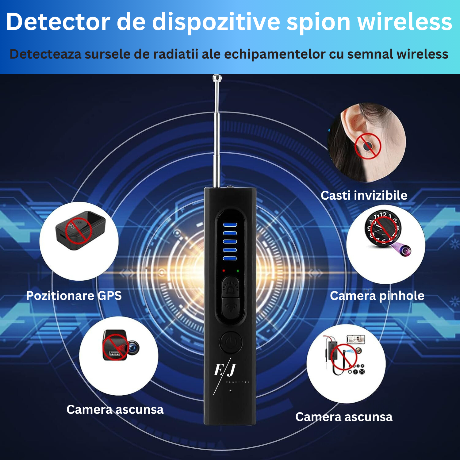 Detector camere ascunse, microfoane, localizator GPS, reportofoane - X13