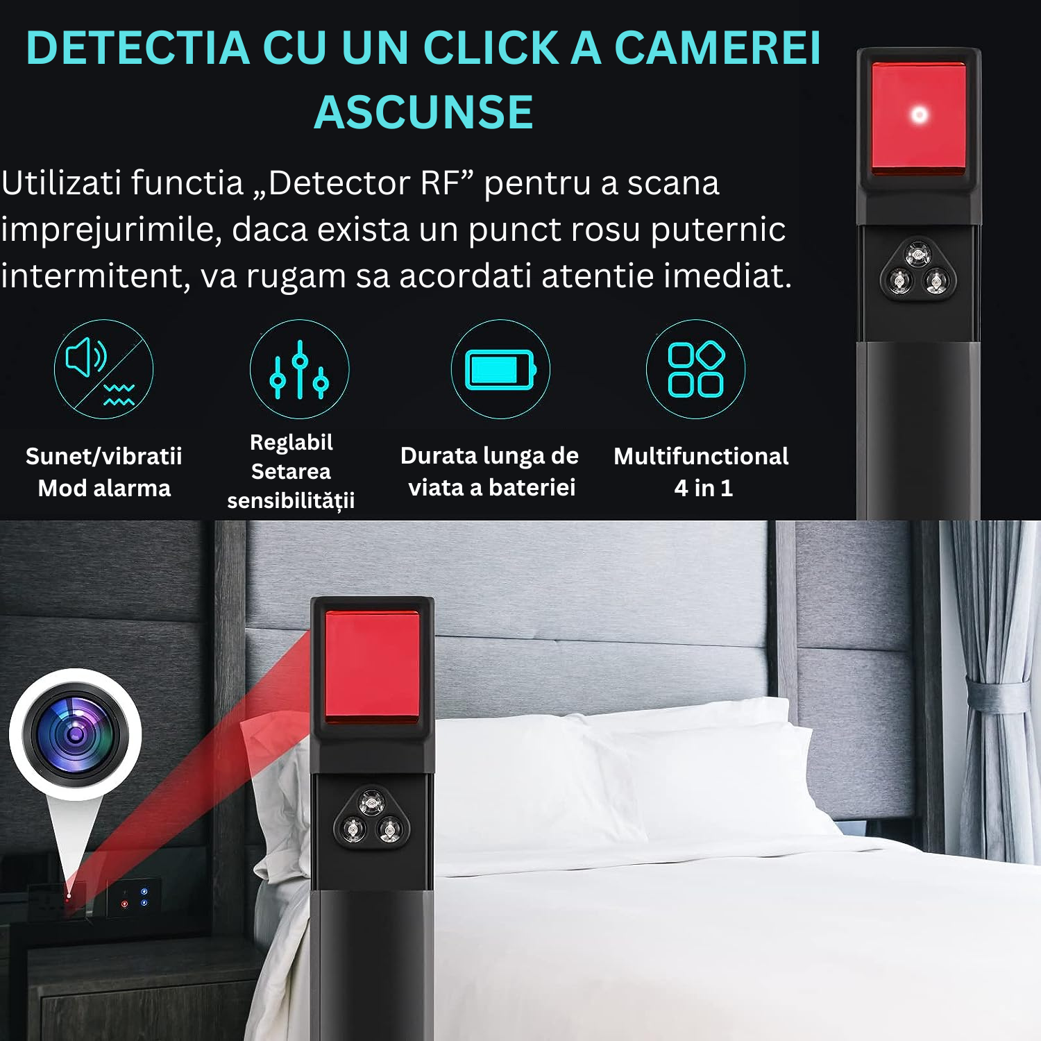 Detector camere ascunse, microfoane, localizator GPS, reportofoane - X13