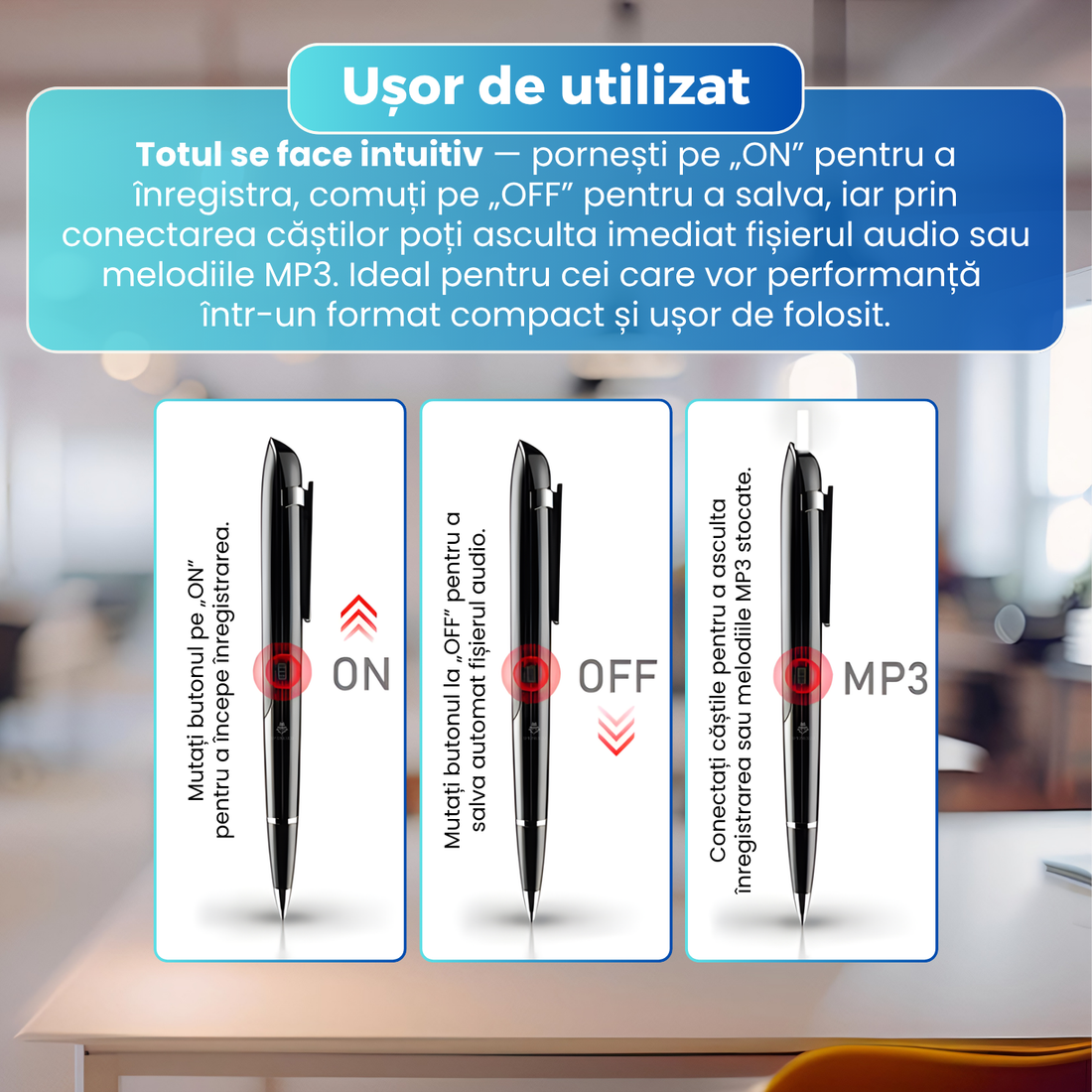 Pix digital cu microfon ascuns, activare vocala, MP3 Player - Q9