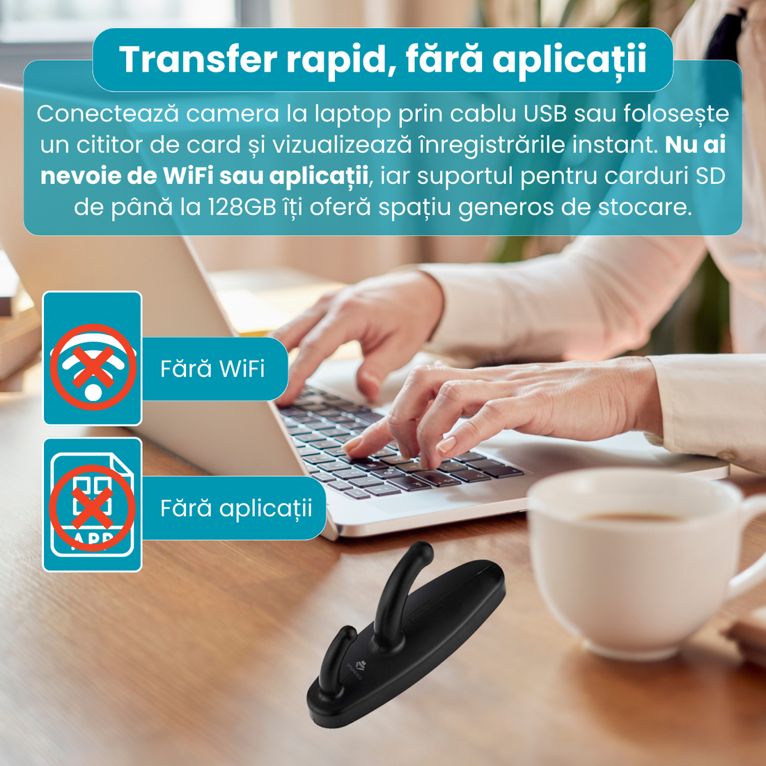 Camera ascunsa in cuier, Full HD 1080P, detectie miscare, inregistrare vocala, dimensiuni compacte, montaj discret