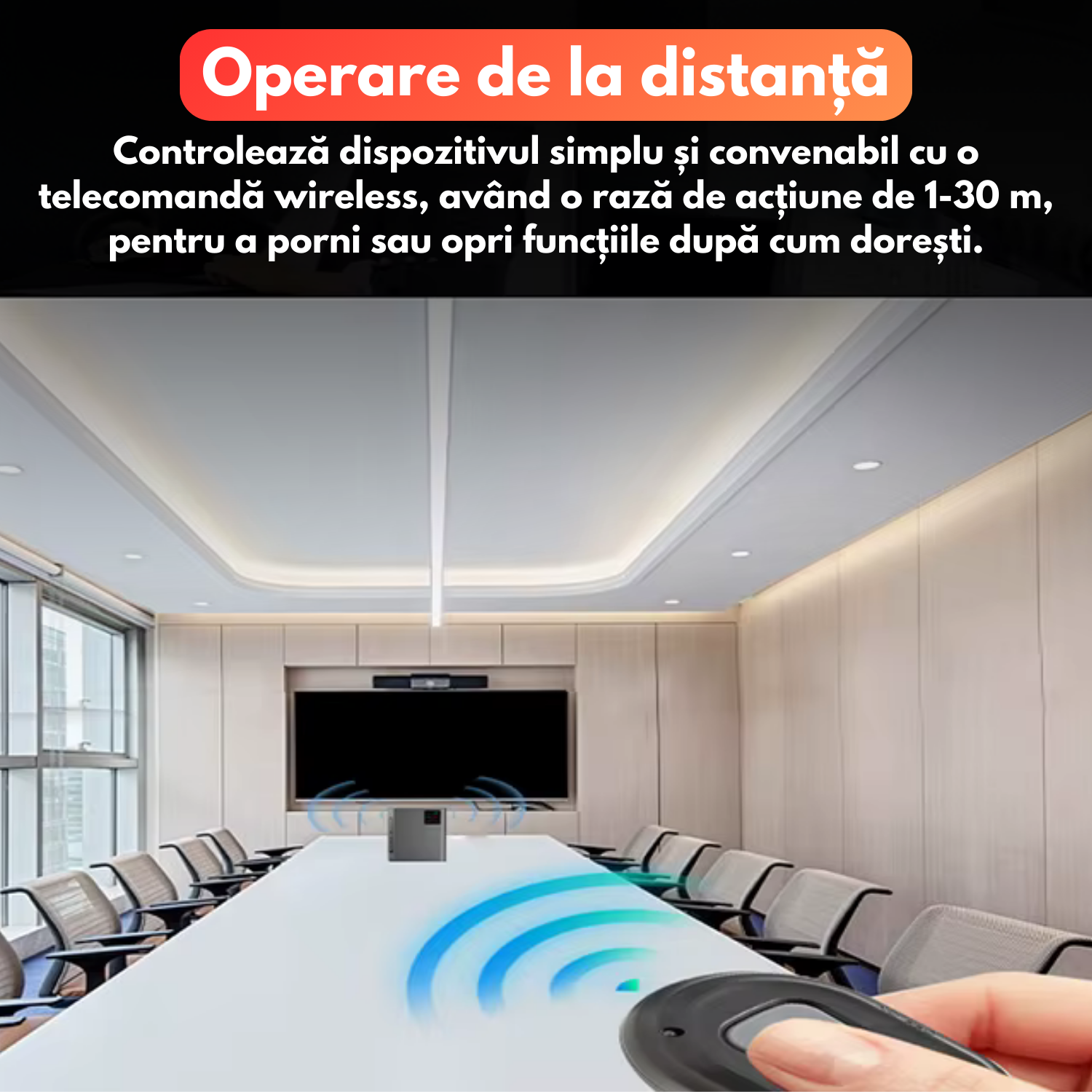 Dispozitiv anti-inregistrare, tehnologie ultrasunete avansata, distorsionare sunete, autonomie 180 min, baterie 4000mAh, protectie 270°, control wireless pana la 50m
