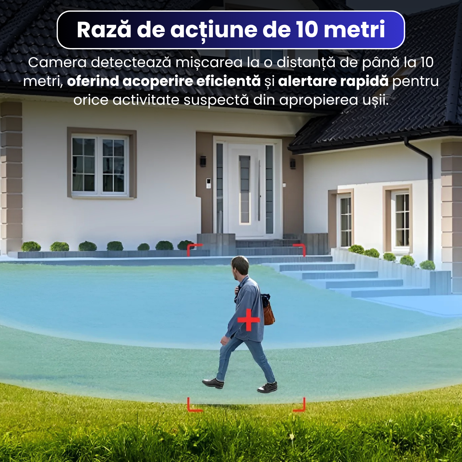 Sonerie inteligenta cu camera HD, vedere nocturna IR, audio bidirectional, detectare miscare, contro