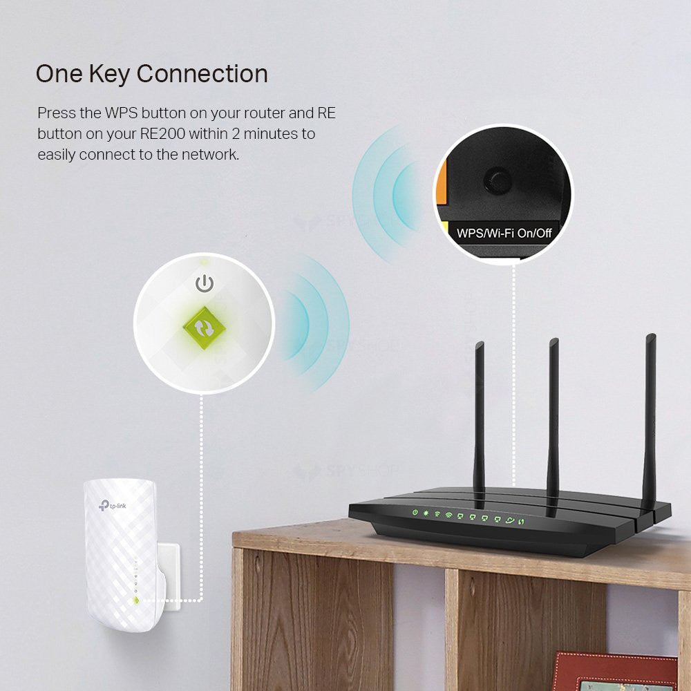 Range Extender wireless TP-Link RE200, 1 port, 2.4/5.0 GHz, 750 Mbps
