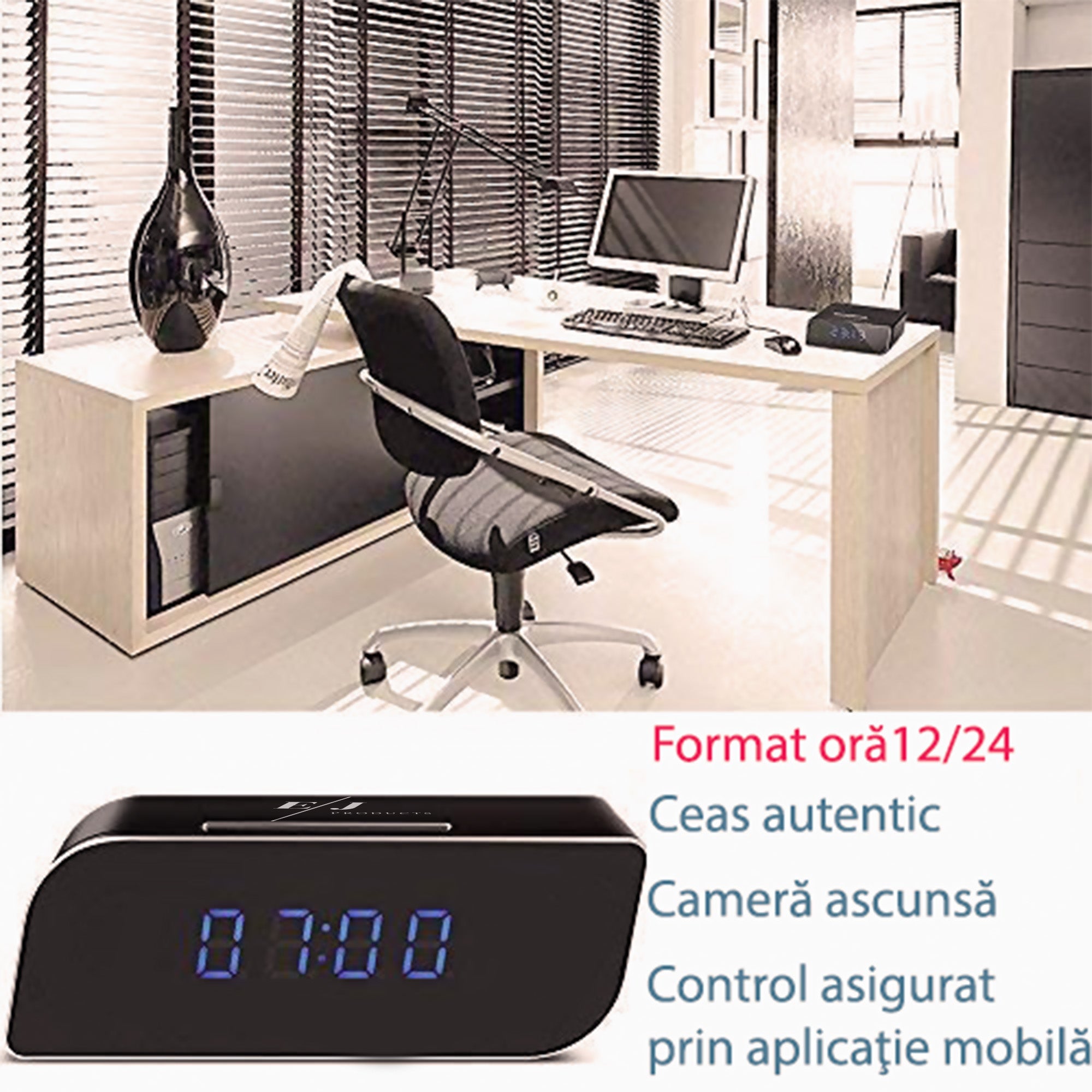 Set 2 ceasuri cu camera ascunsa WiFi, HD, night vision, unghi 160°, infrarosu si senzor de miscare