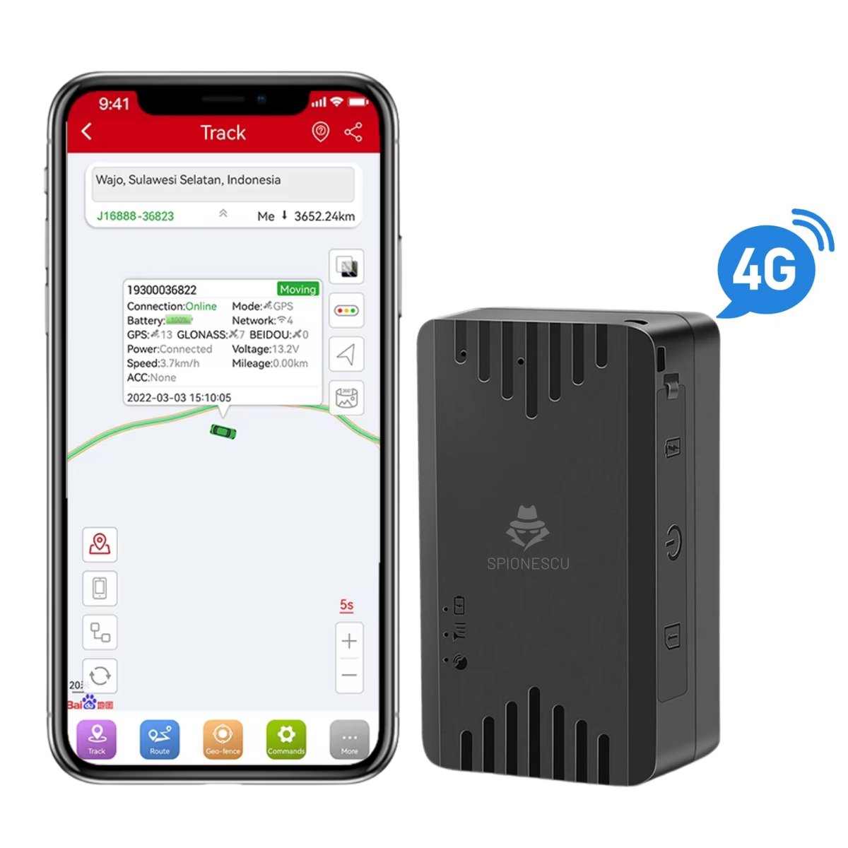 Tracker GPS 4G inteligent, localizare in timp real, alerta anti-pierdere, montaj auto, functie istoric traseu, baterie durabila de 5000 mAh, compatibil Android/iOS