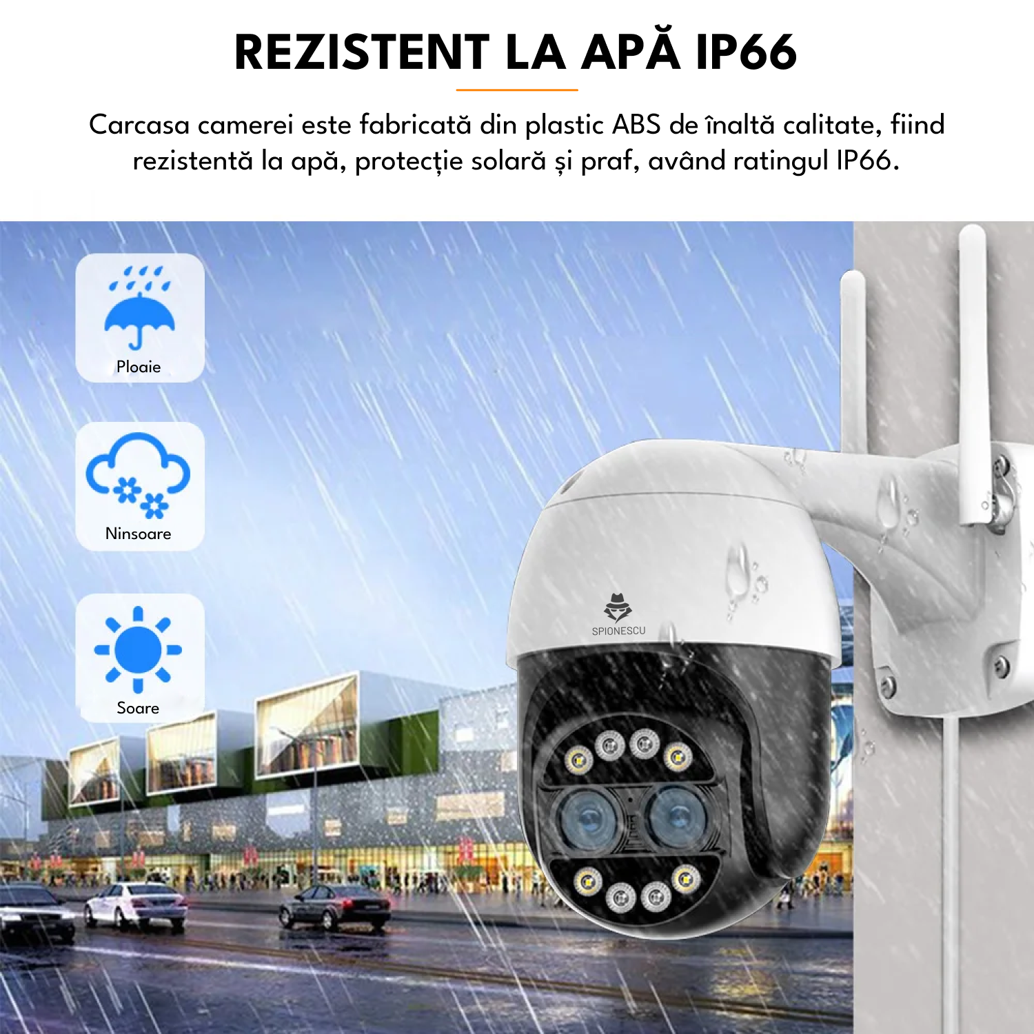 Camera de supraveghere, WiFi, 8MP, 4K, zoom digital 8x, detectie umana AI, vedere nocturna, urmarire automata, audio bidirectional, lentile duble, rezistenta apa IP66