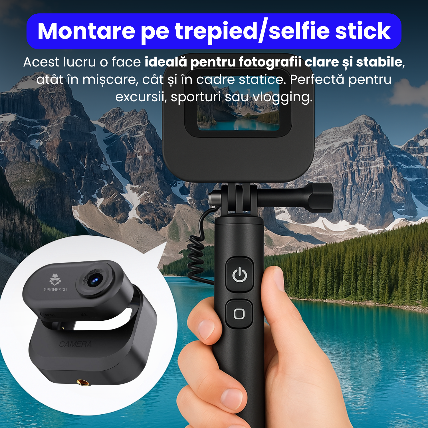 Mini camera video corporala 1080P cu viziune nocturna, body cam, clip rotativ 180°, montare magnetic