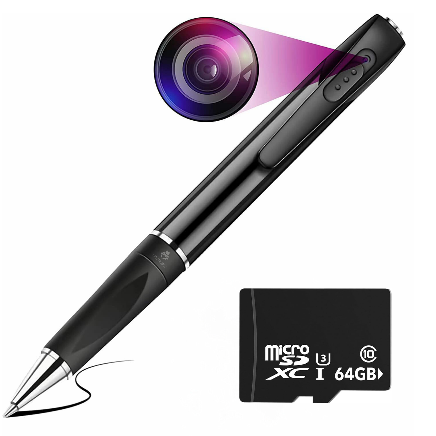 Pix spion camera 1080 HD si microfon, dispozitiv inregistrare audio, video, foto, pix spion cu camera ascunsa