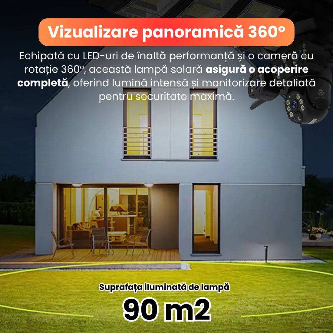 Camera de supraveghere, Q7, 12MP, panou solar integrat, conexiune 4G si Wi-Fi, viziune nocturna color, detectare miscare, audio bidirectional, rezistenta la apa IP66, Vizualizare panoramica 360°