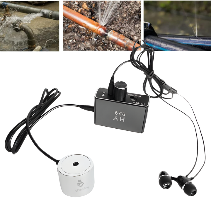 Microfon de perete profesional, detectare scurgeri, amplificare audio, functie USB si MP3, baterie reincarcabila 450 mAh, negru
