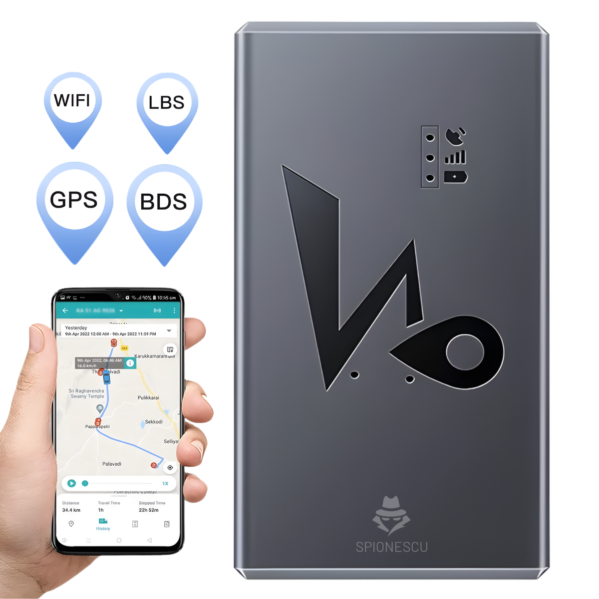 GPS Tracker, Q9, 4G, magnet puternic, localizare globala, alarma anti-furt, urmarire in timp real, aplicatie smartphone, baterie 3000 mAh