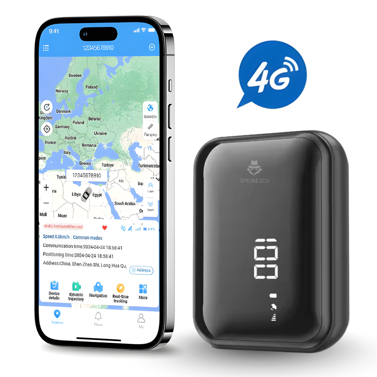 Tracker GPS PG10, 4G, magnet puternic, baterie 3000 mAh, alerte multiple, gard electronic si pozitionare multipla GPS + WiFi + LBS + BD, redare parcurs