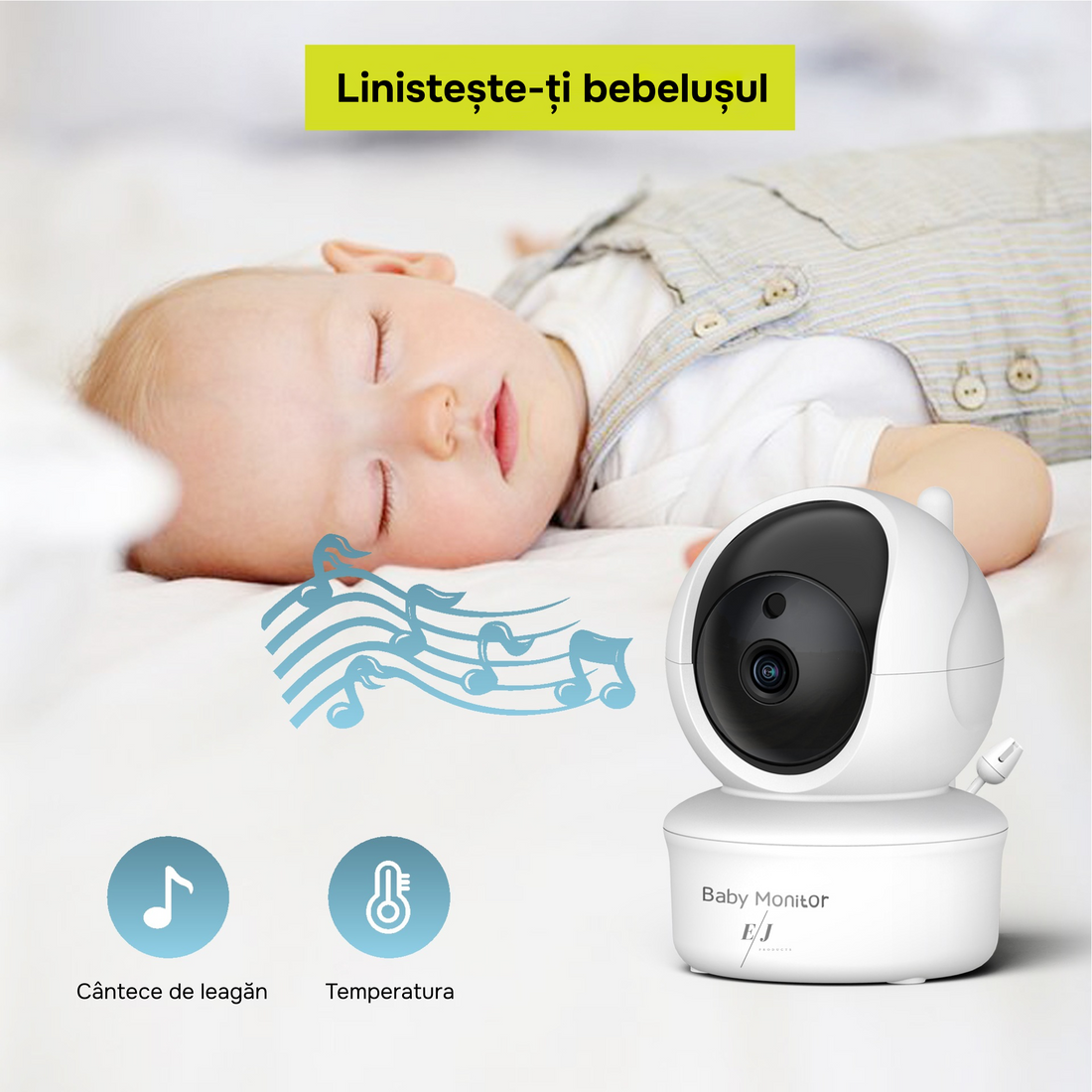 Baby monitor, SM650, camera supraveghere si monitorizare, wifi, ecran de 5 inch, voce bidirectionala, temperatura, rotire 120/355°, cantece de leagan