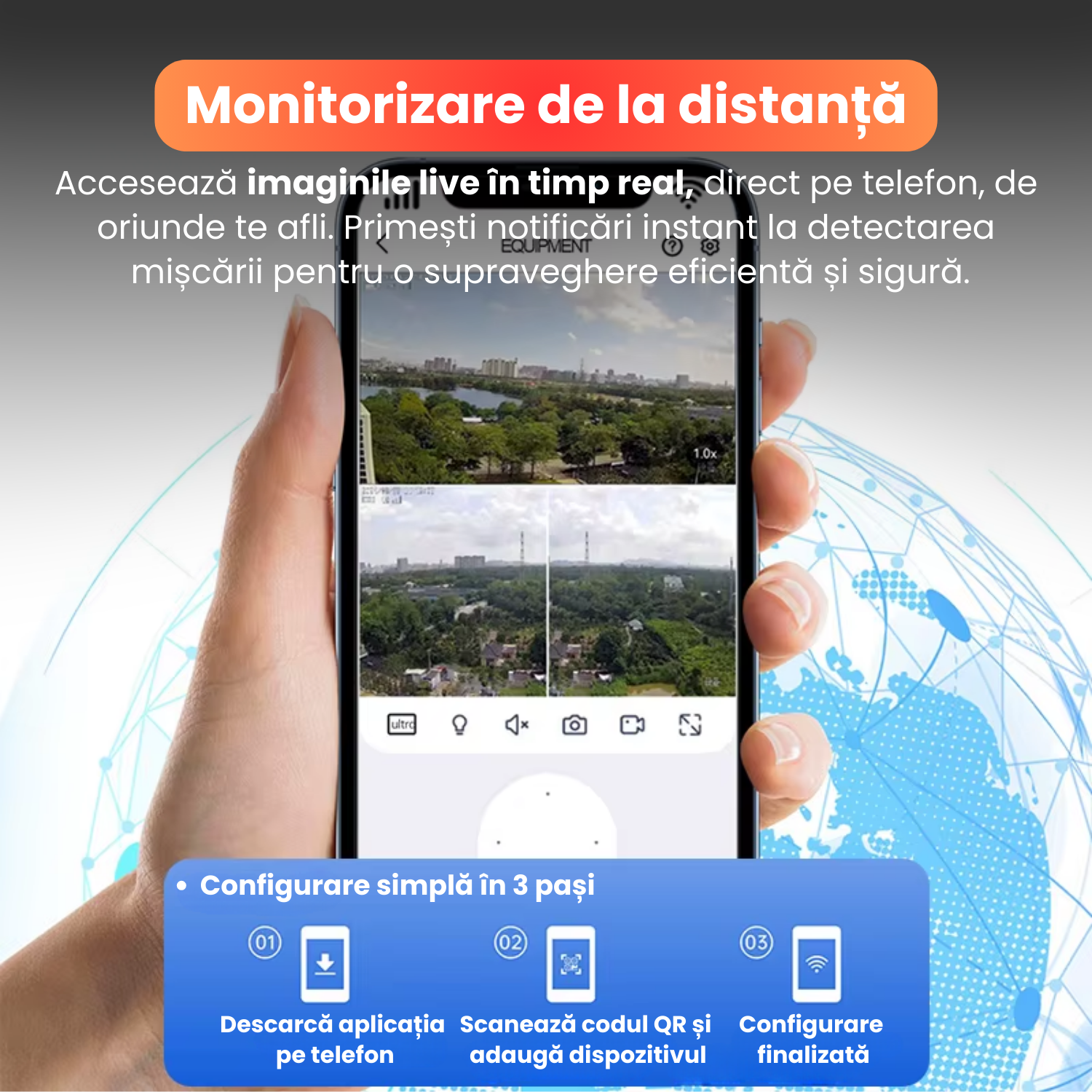 Camera de supraveghere, Q7, 2 lentile funcționale, panou solar integrat, conexiune 4G, viziune noctu