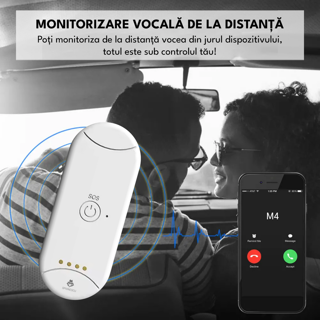 Dispozitiv gps de urmarire si localizare in timp real, M4, autonomie 24 ore, standby 7 zile, apel bidirectional, redare istoric, monitorizare vocala