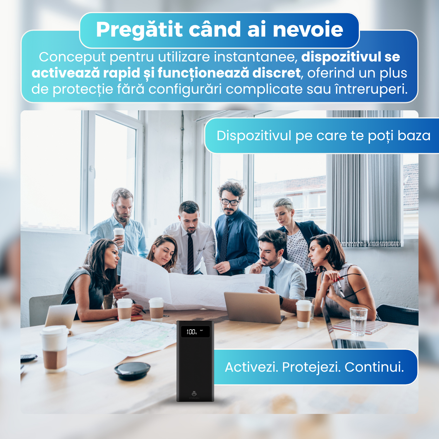 Dispozitiv anti-inregistrare 2 in 1, Power Bank 8000 mAh, Tehnologie Ultrasonica, Acoperire pana la 320°, Telecomanda Wireless, Autonomie pana la 8 Ore, Negru