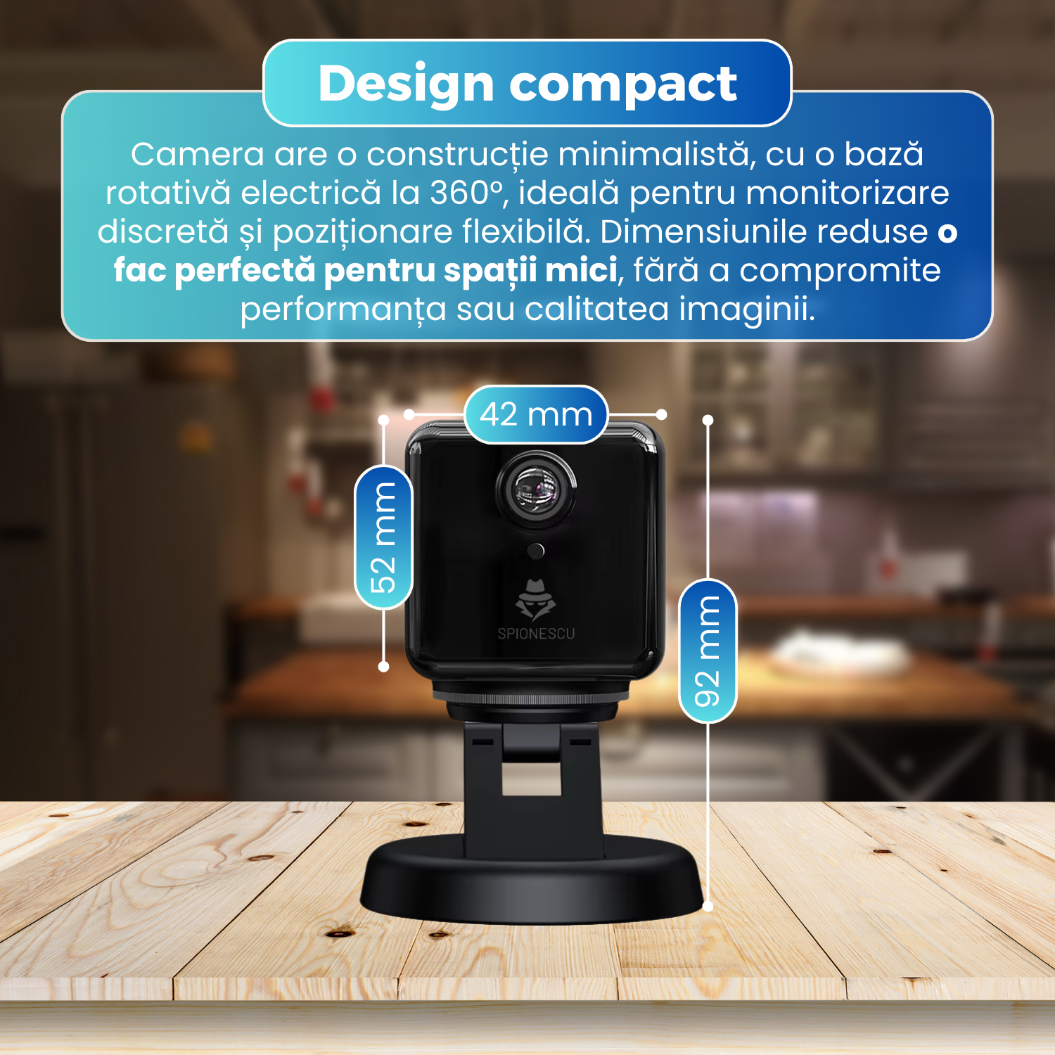 Camera supraveghere, H101, 1080p, rotatie 360°, unghi de vizualizare 150°, viziune nocturna, detectarea miscarii, negru