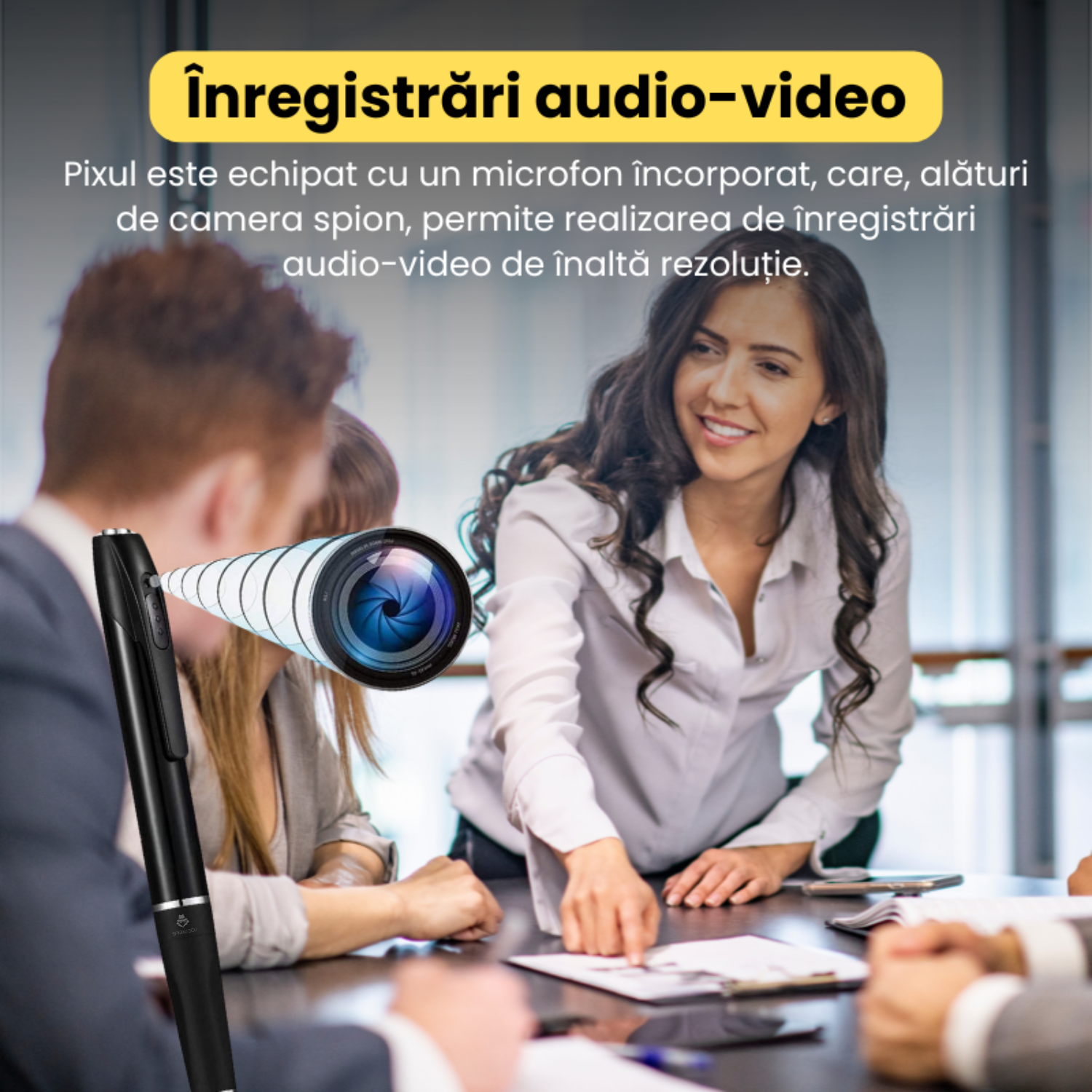 Pix spion camera 1080 HD si microfon, dispozitiv inregistrare audio, video, foto, pix spion cu camera ascunsa