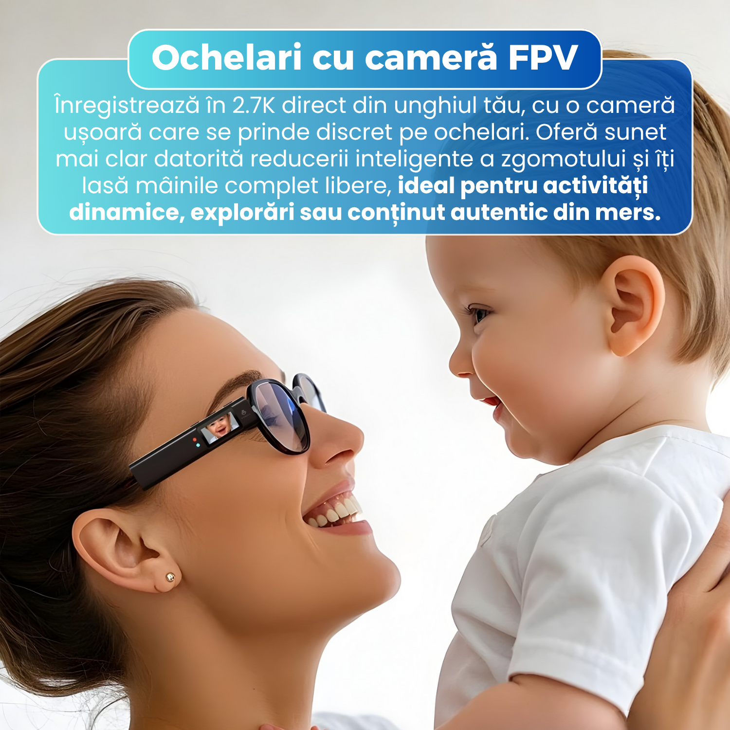 Ochelari cu camera FPV 2.7K, S110, ecran IPS, lentila wide-angle 110°, fotografiere 12MP, hotspot Wi