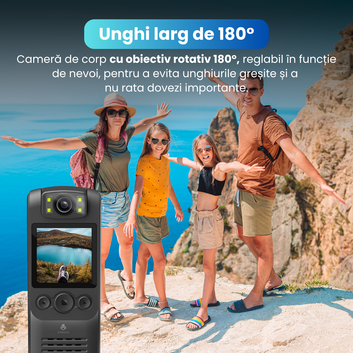 RESIGILAT - Camera video corporala, body cam 1080P, WiFi HotSpot, baterie 1300 mAh, unghi larg de 18