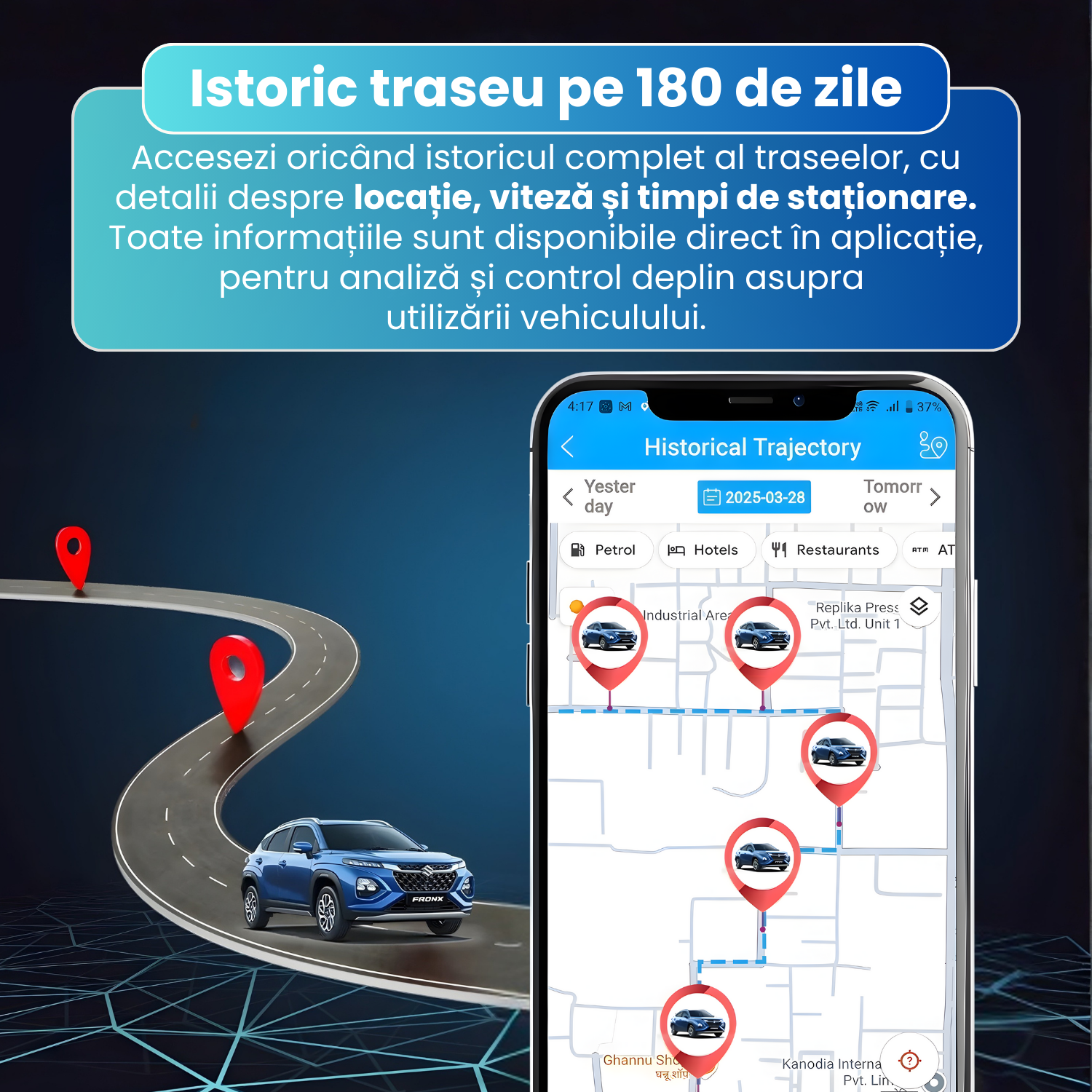 Mini GPS 4G cu interfata OBD, D9,  control de la distanta, baterie 50 mAh, localizare in timp real, alerte anti-furt, compatibil OBD-II, negru