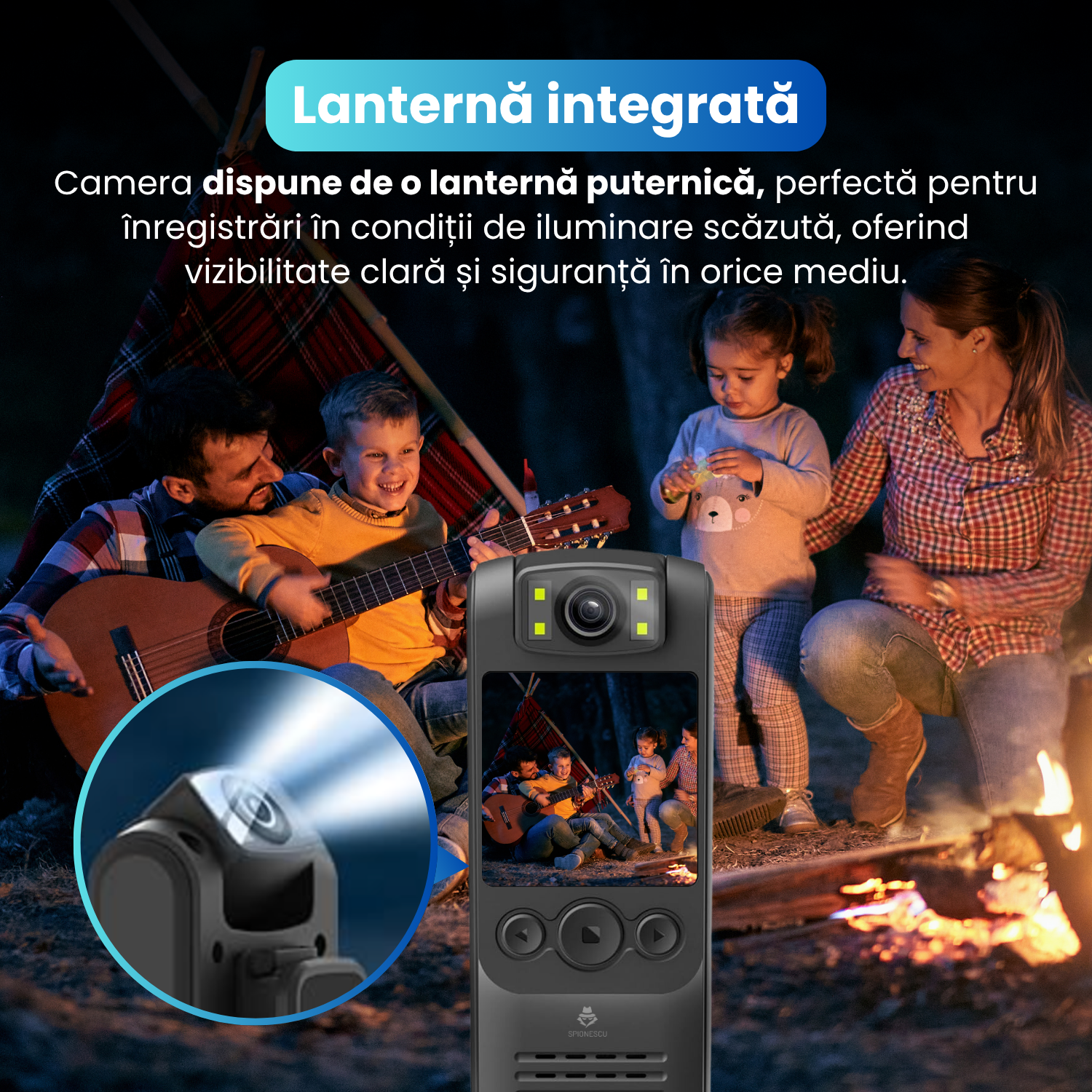 RESIGILAT - Camera video corporala, body cam 1080P, WiFi HotSpot, baterie 1300 mAh, unghi larg de 18
