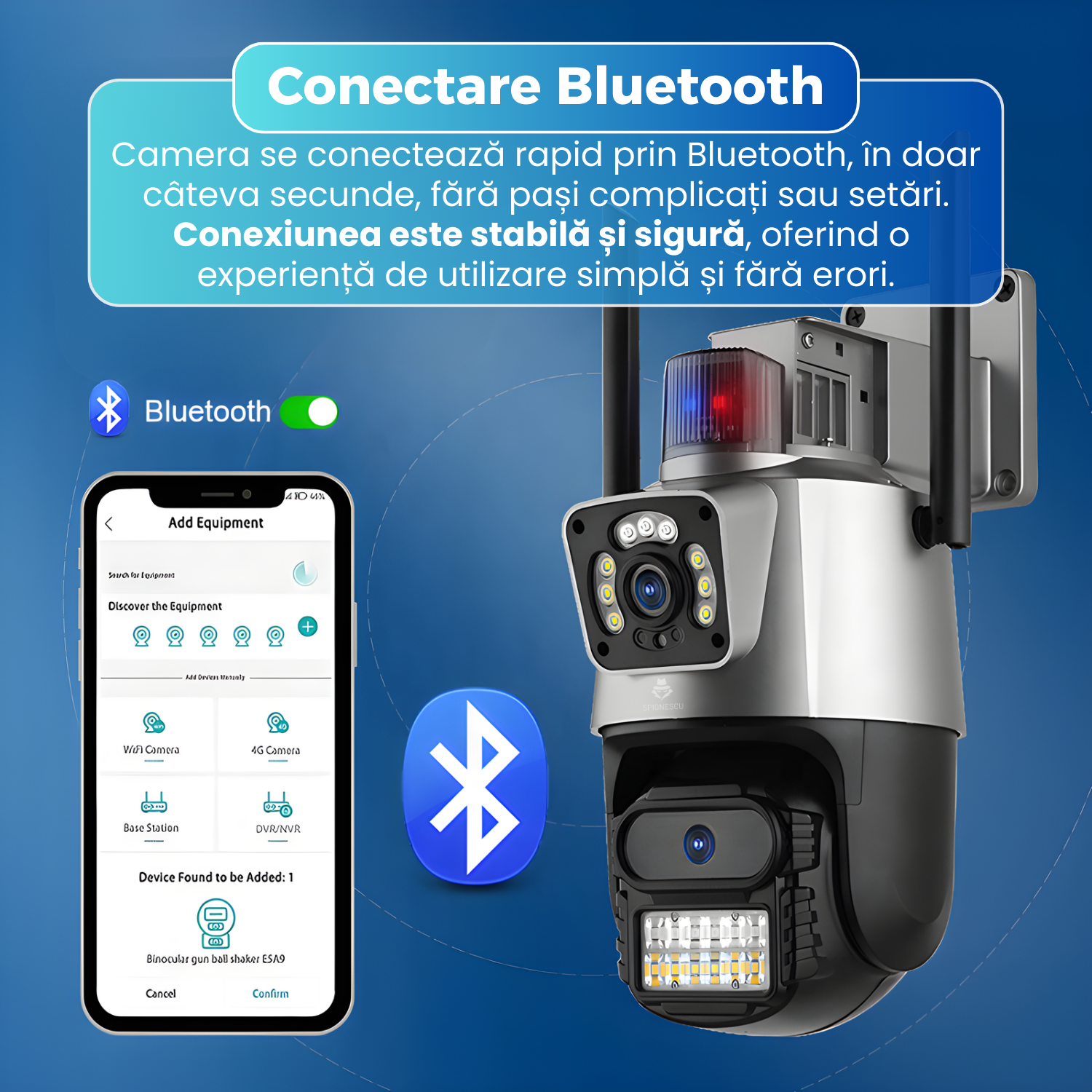 Camera de supraveghere dubla, Q322, WIFI, 6MP, exterior, IP 66, AI, leduri lumina, comunicare bidirectionala, alarma, senzor miscare,exterior