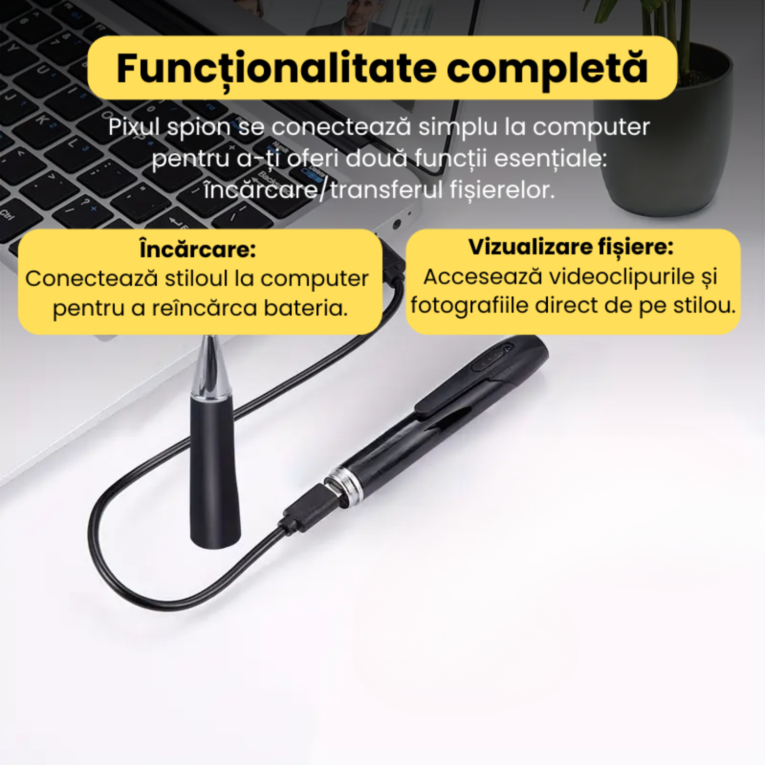 Pix spion camera 1080 HD si microfon, dispozitiv inregistrare audio, video, foto, pix spion cu camera ascunsa