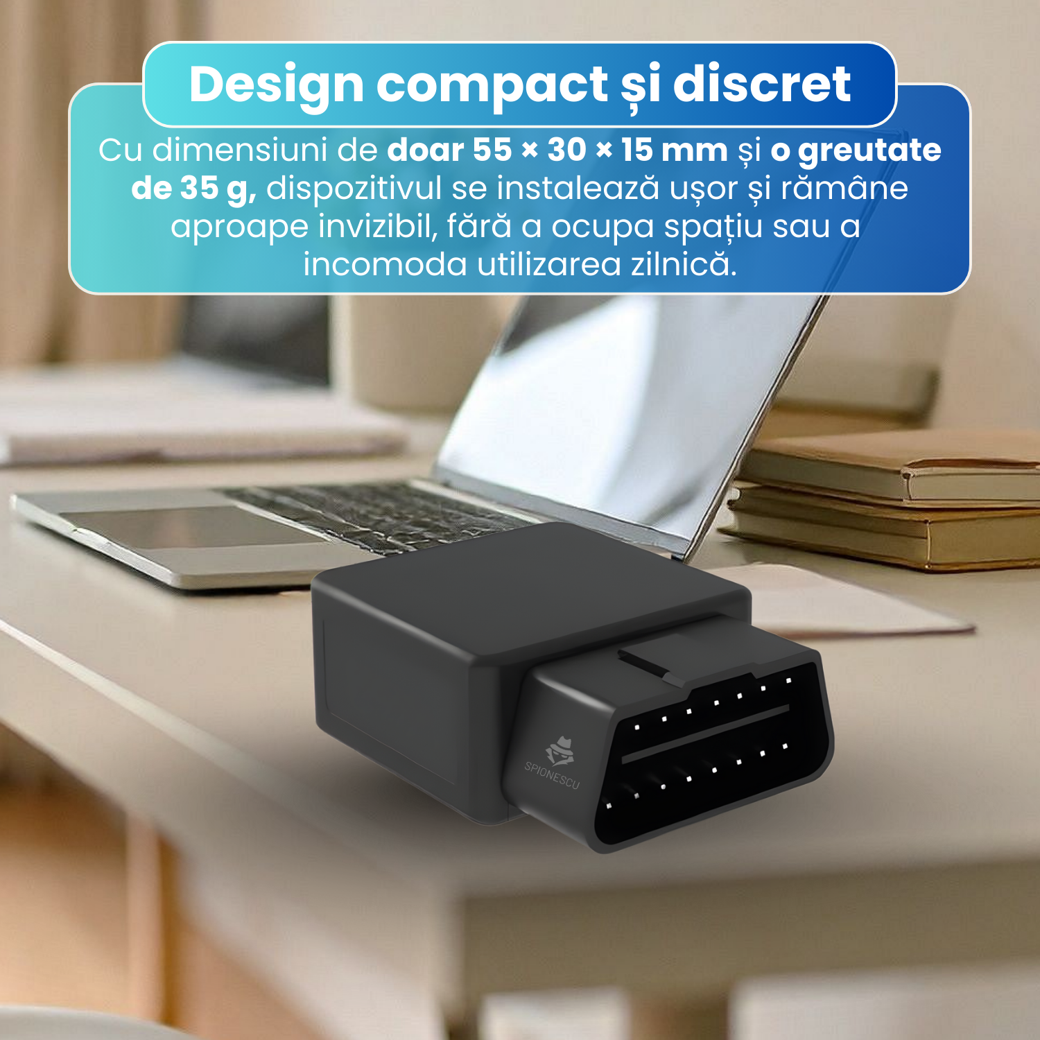 Mini GPS 4G cu interfata OBD, D9,  control de la distanta, baterie 50 mAh, localizare in timp real, alerte anti-furt, compatibil OBD-II, negru