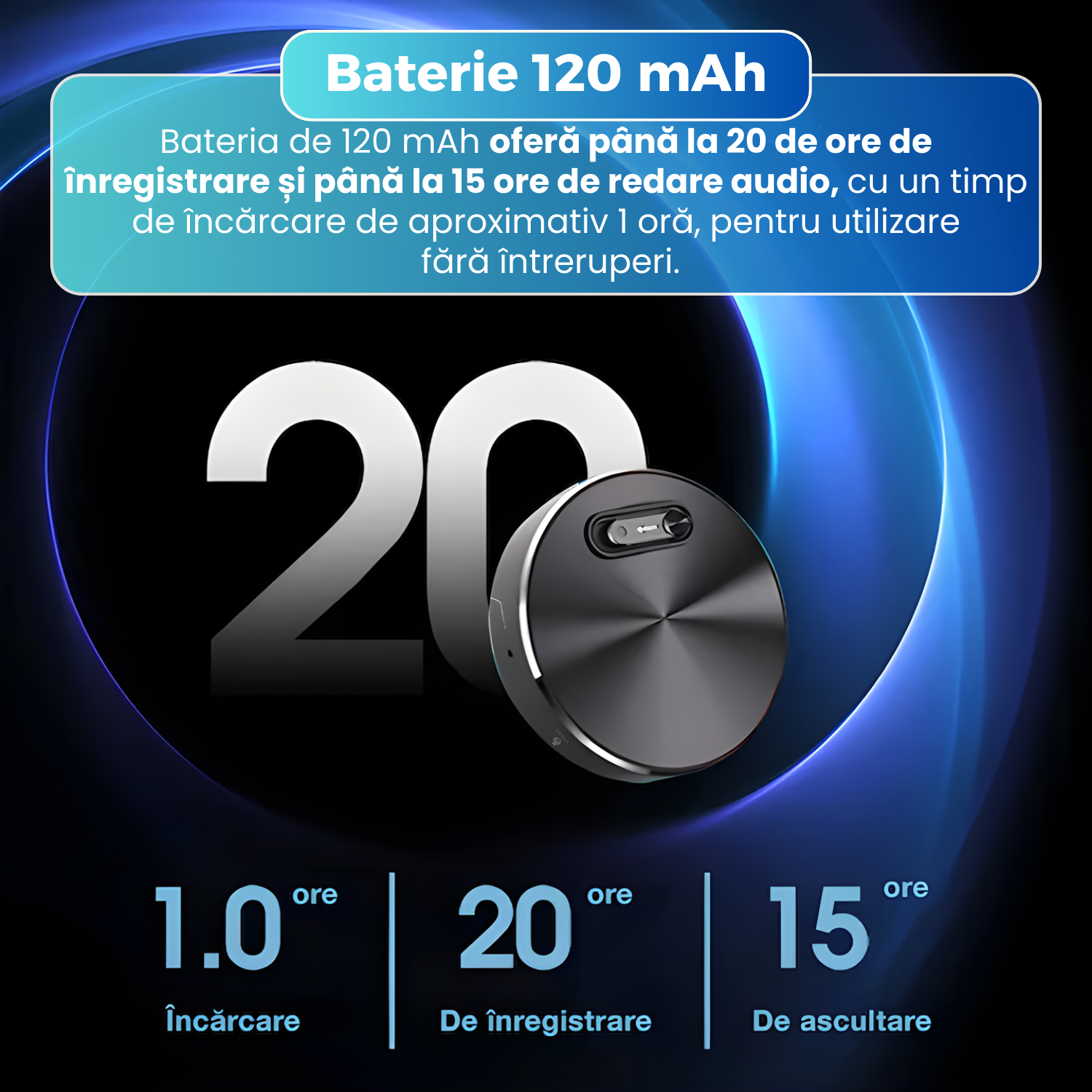 Mini reportofon cu microfon ascuns, activare vocala, MP3 Player - Q37